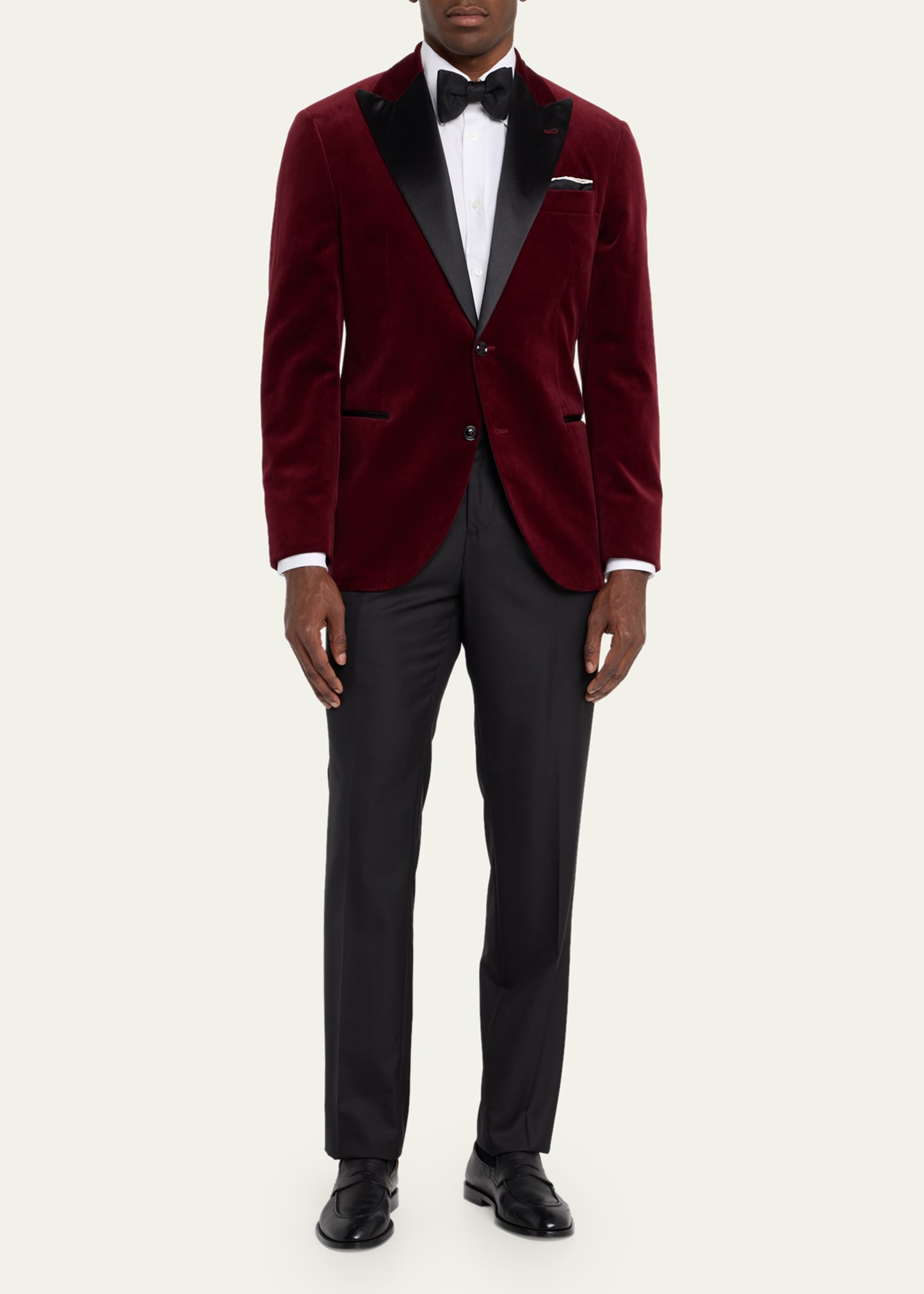 Men's Solid Tuxedo Fabric Dress Trousers - 2