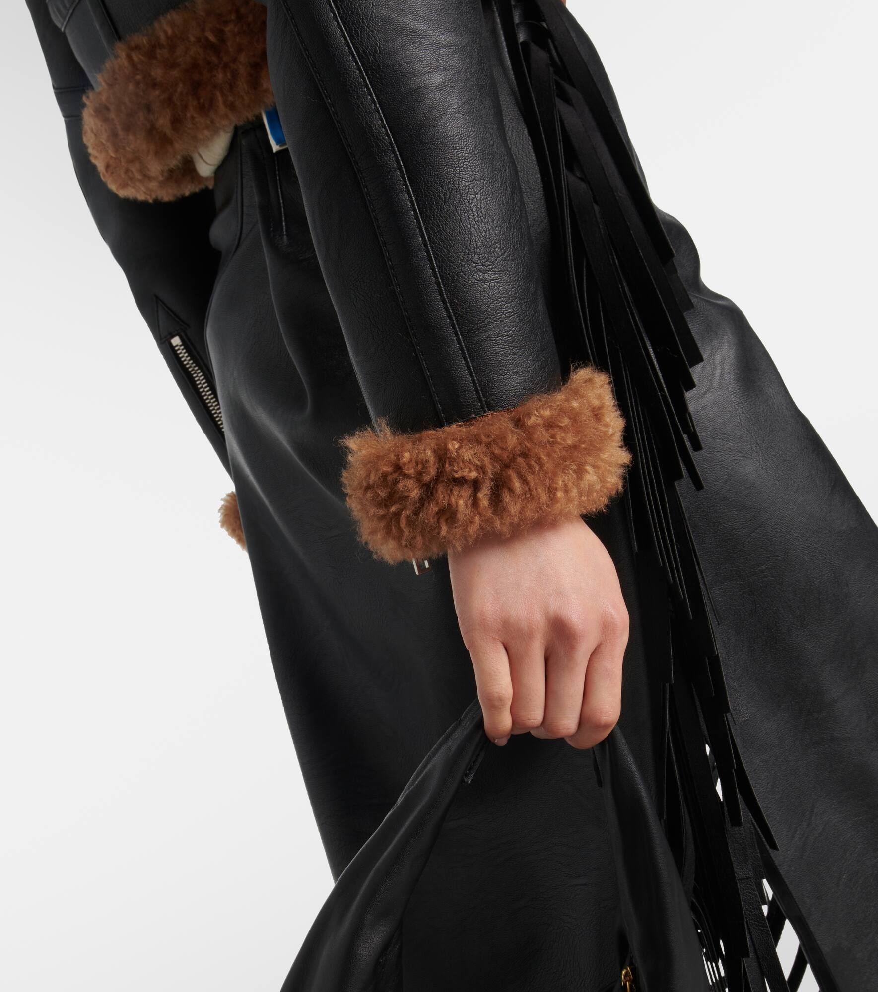 Cropped faux leather biker jacket - 5