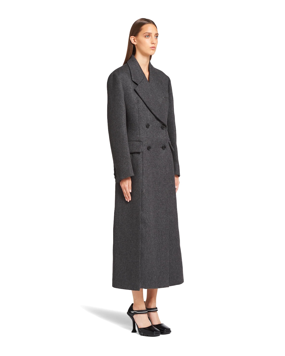 Double-breasted textured wool coat - 3