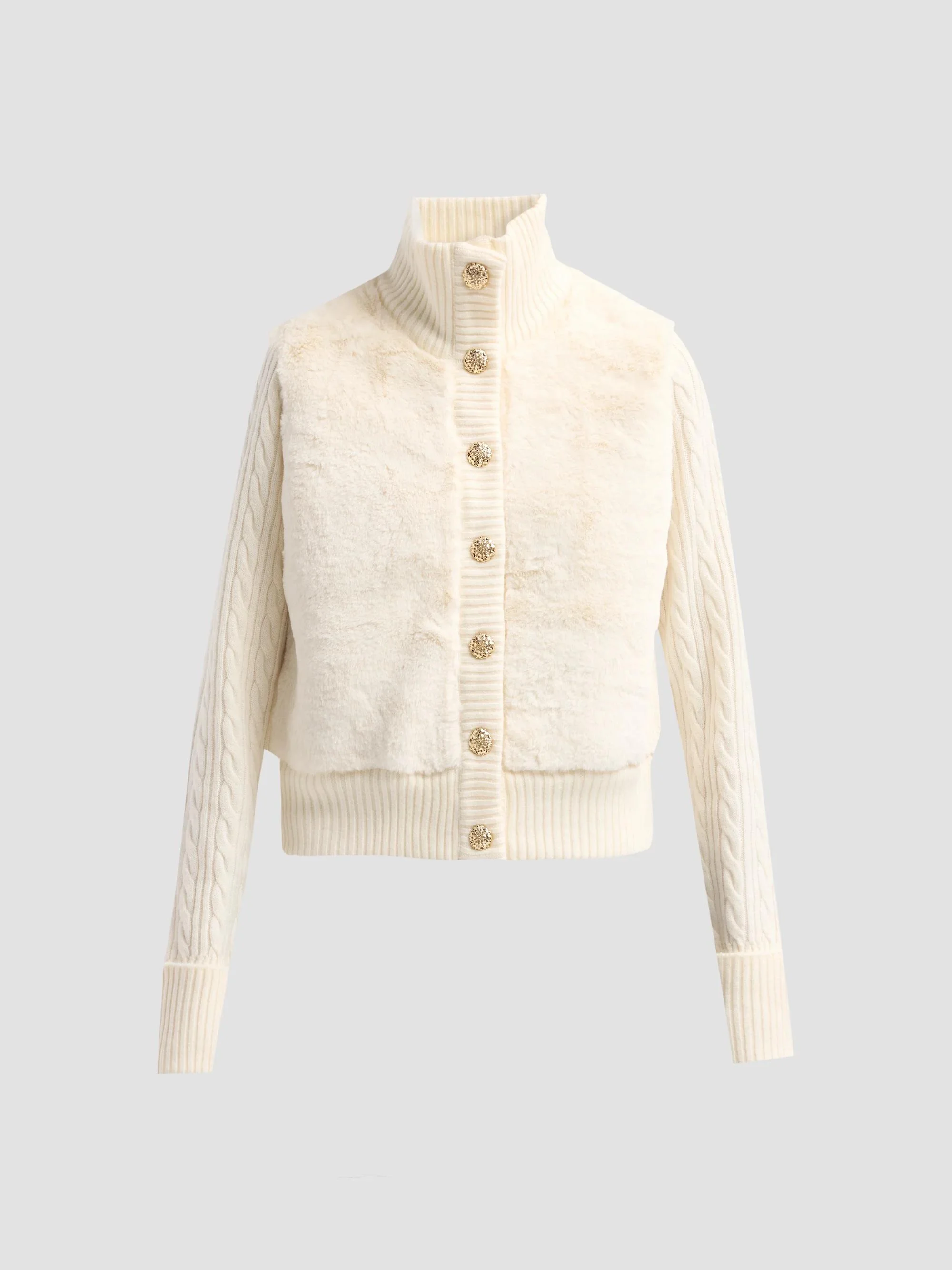 Women's Logan Wool-Cashmere Faux-Fur Cardigan - Ivory - 1
