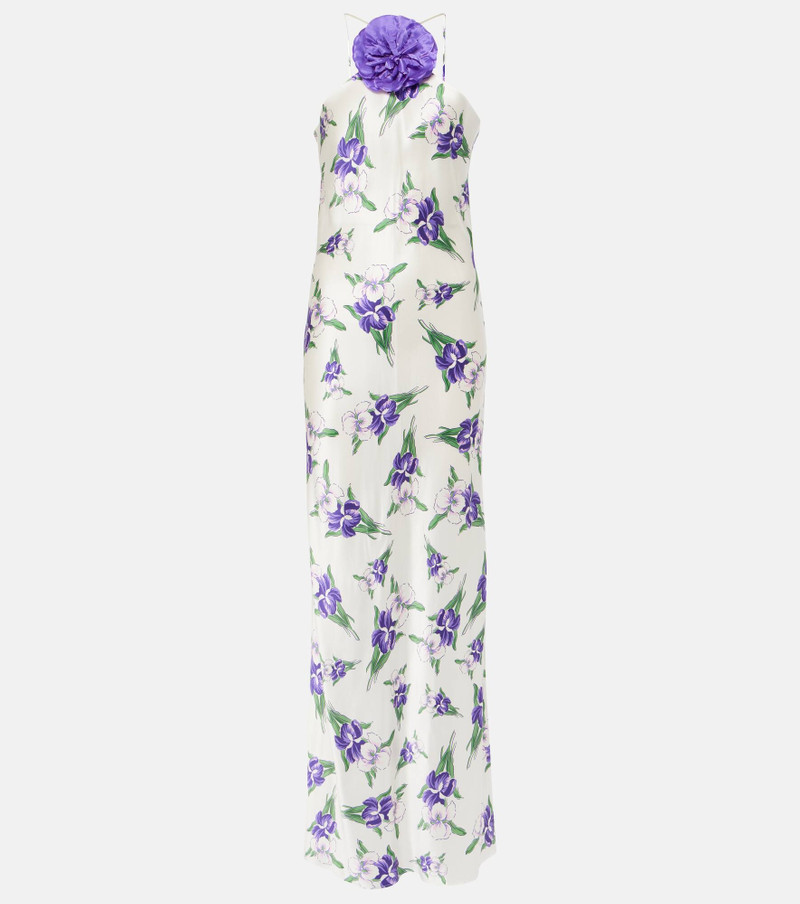 Floral-appliqué silk gown 1