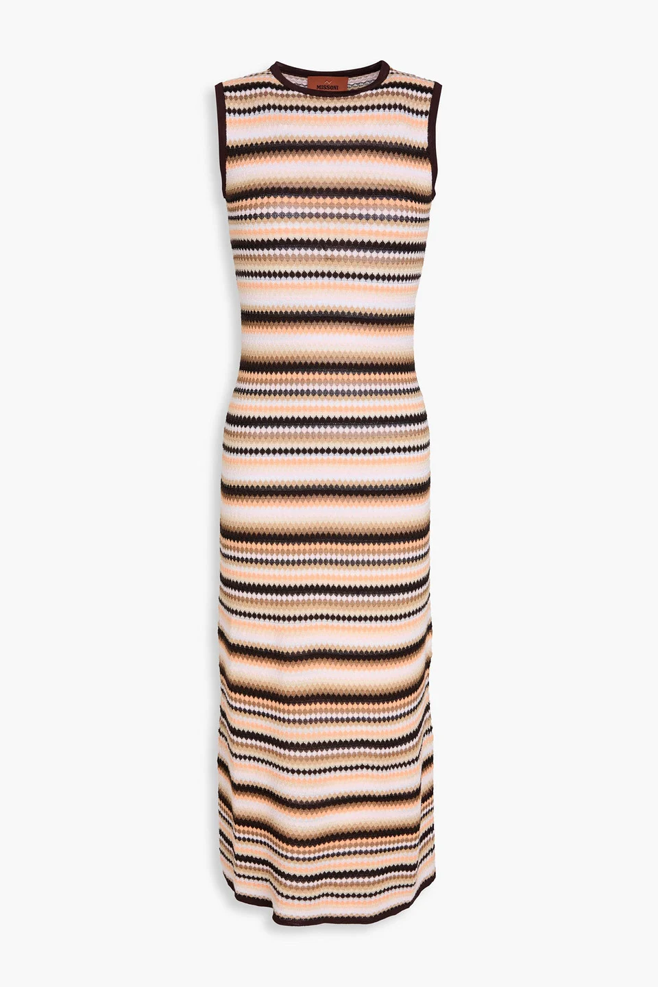 Striped crochet-knit cotton-blend midi dress - 1