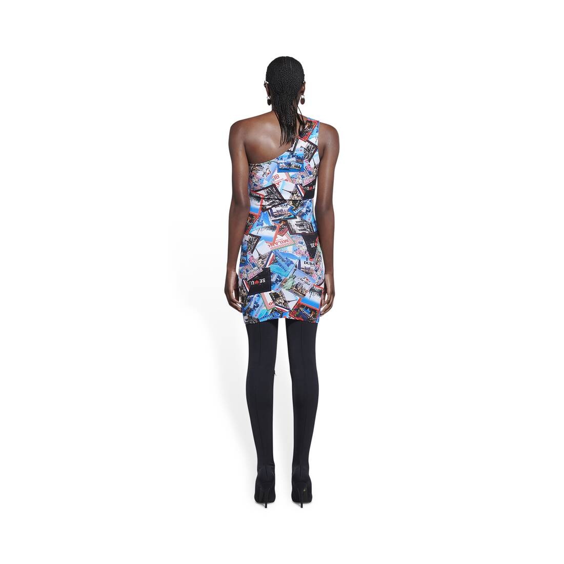 Women's Allover Cities Asymetric Mini Dress in Grey - 2