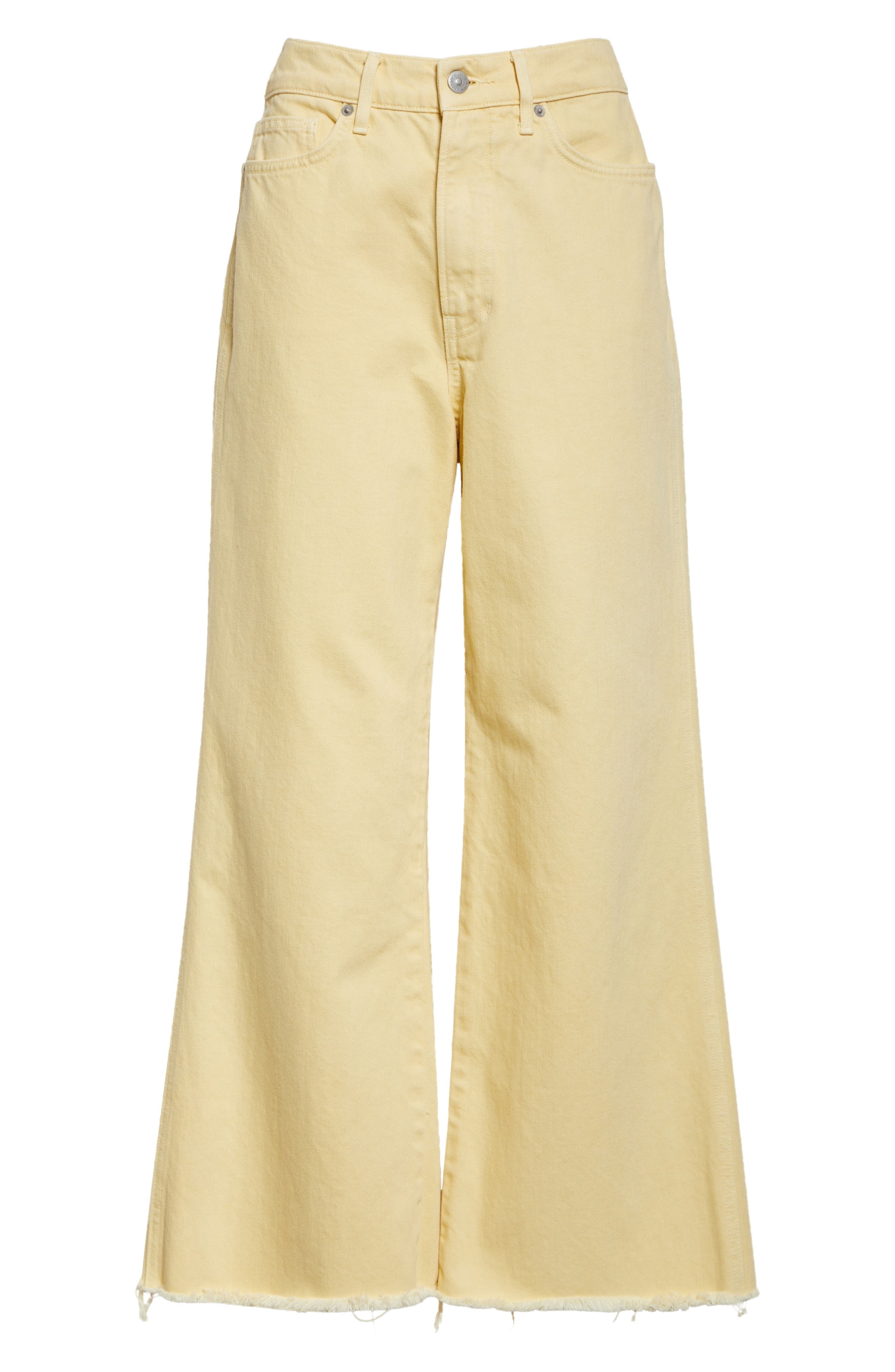 Veronica Beard Taylor High Waist Fray Hem Crop Wide Leg Jeans in Chamomile at Nordstrom - 6