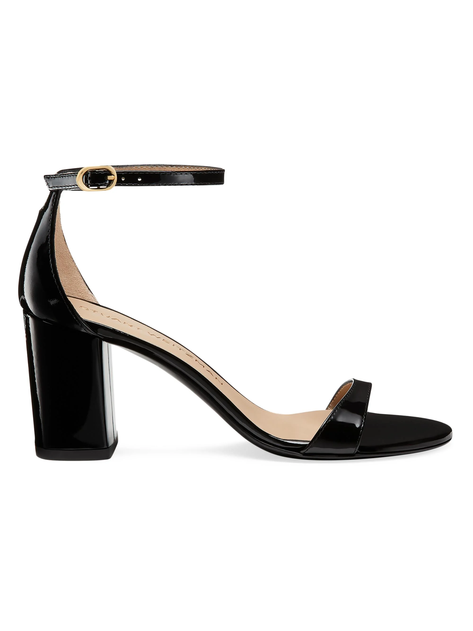 Women's Nudist Block 75MM Patent Leather Sandals - Black - 1