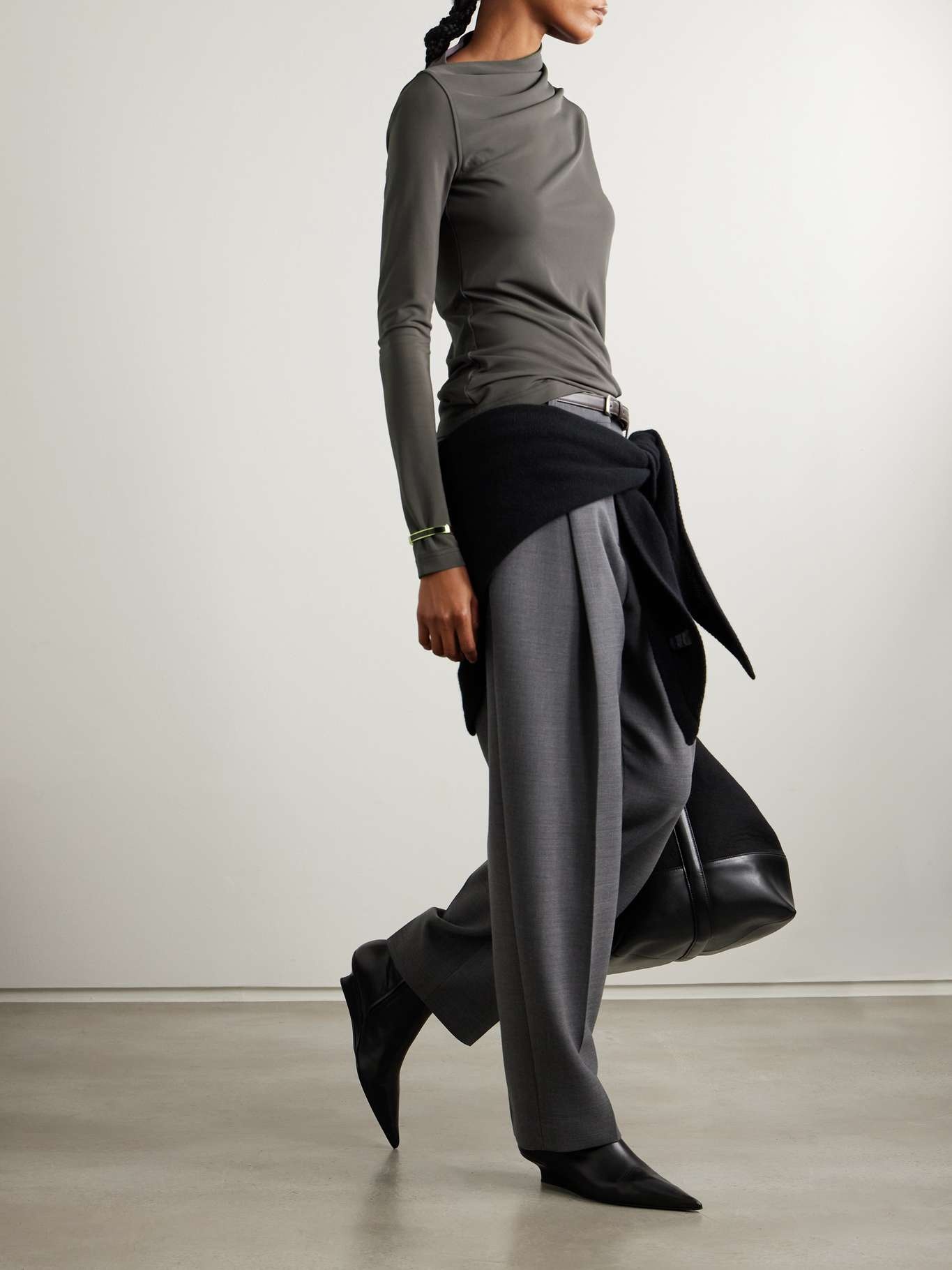 Draped stretch-jersey top Gray - 2