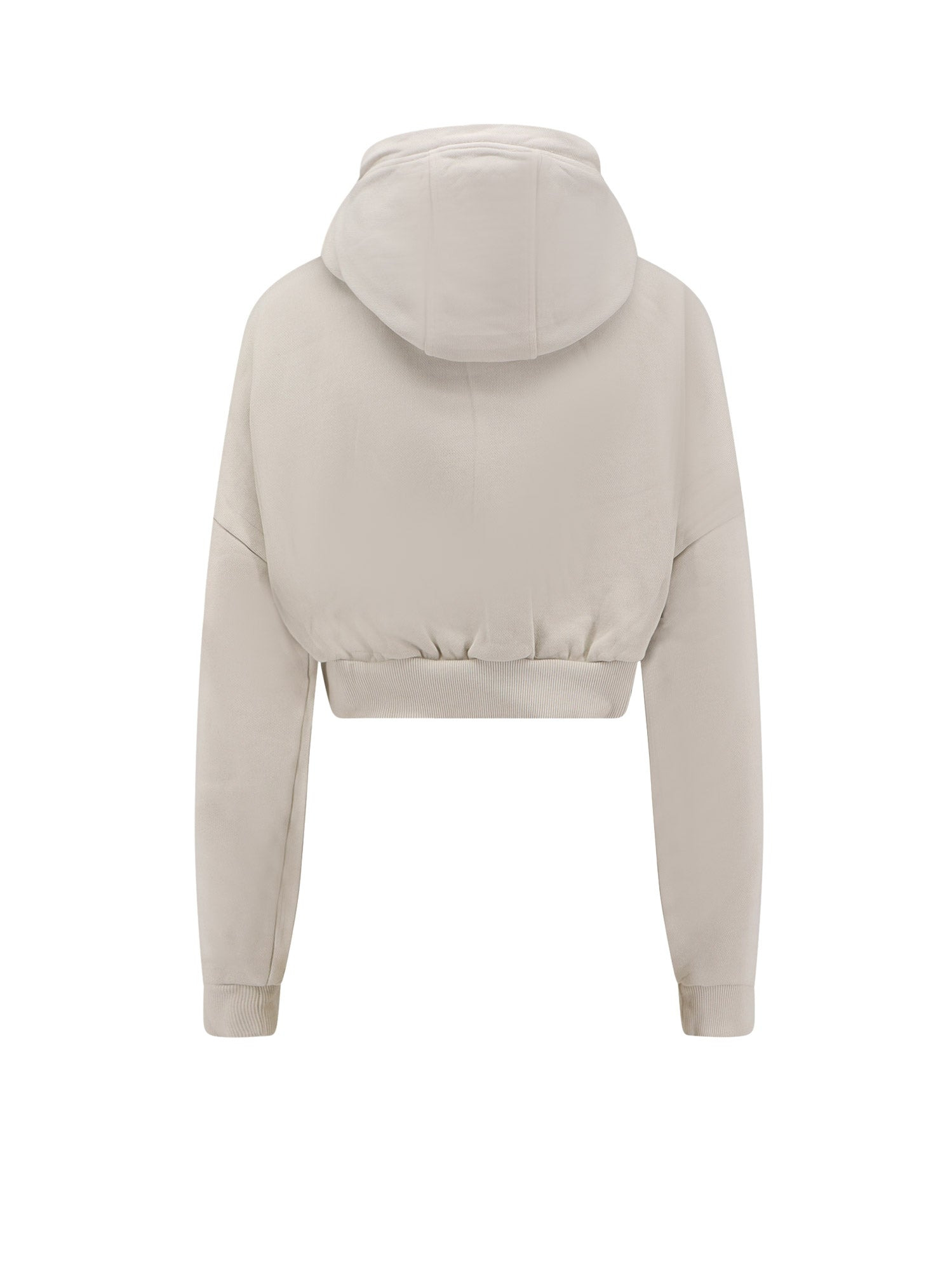 Cropped Full Zip Cotton Sweatshirt - 3