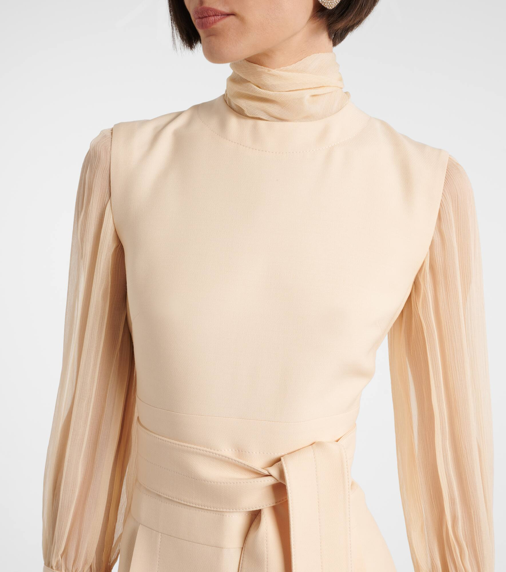 Wool and silk Crepe Couture minidress - 4