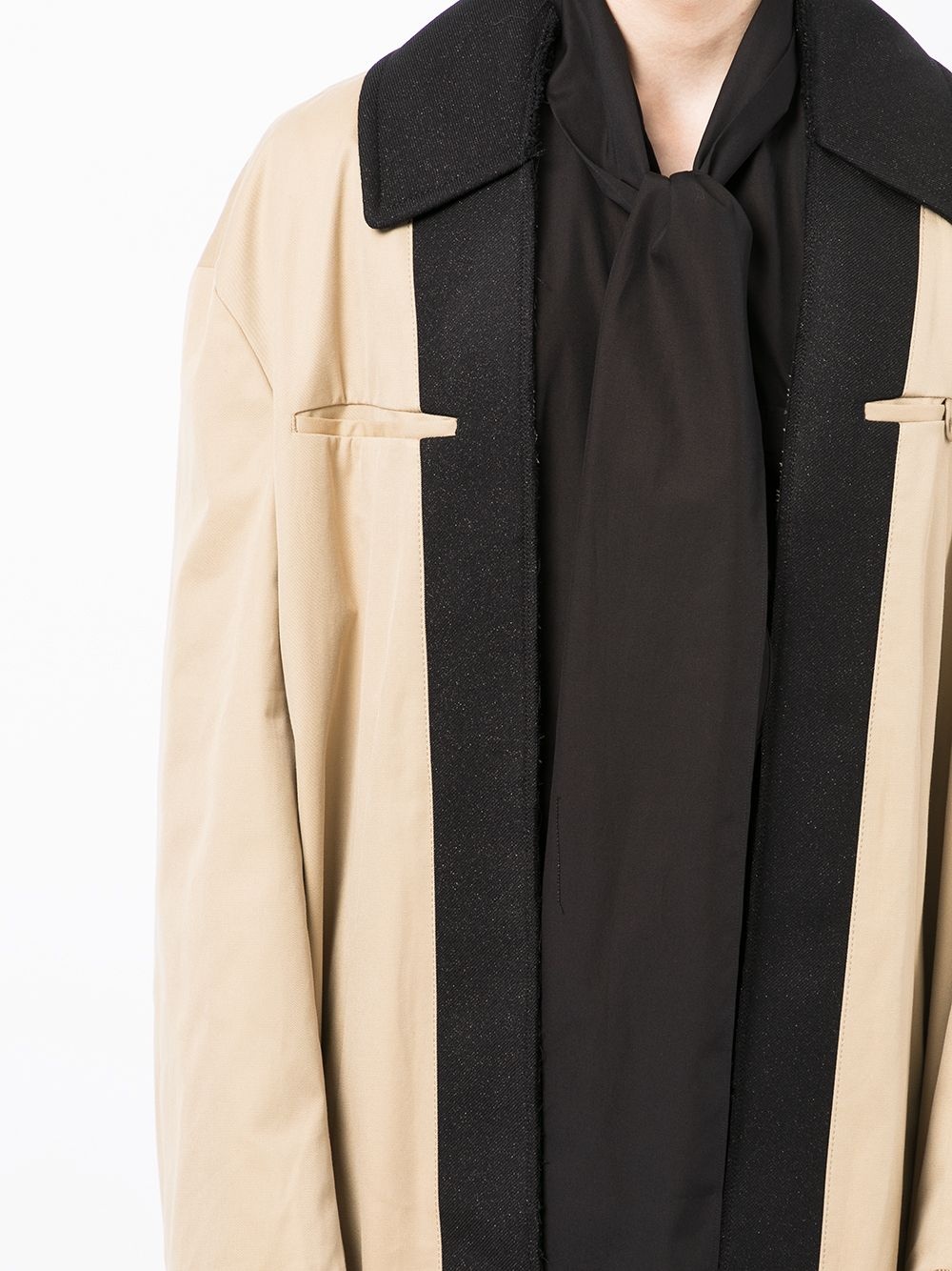 wool-panel trench coat - 5