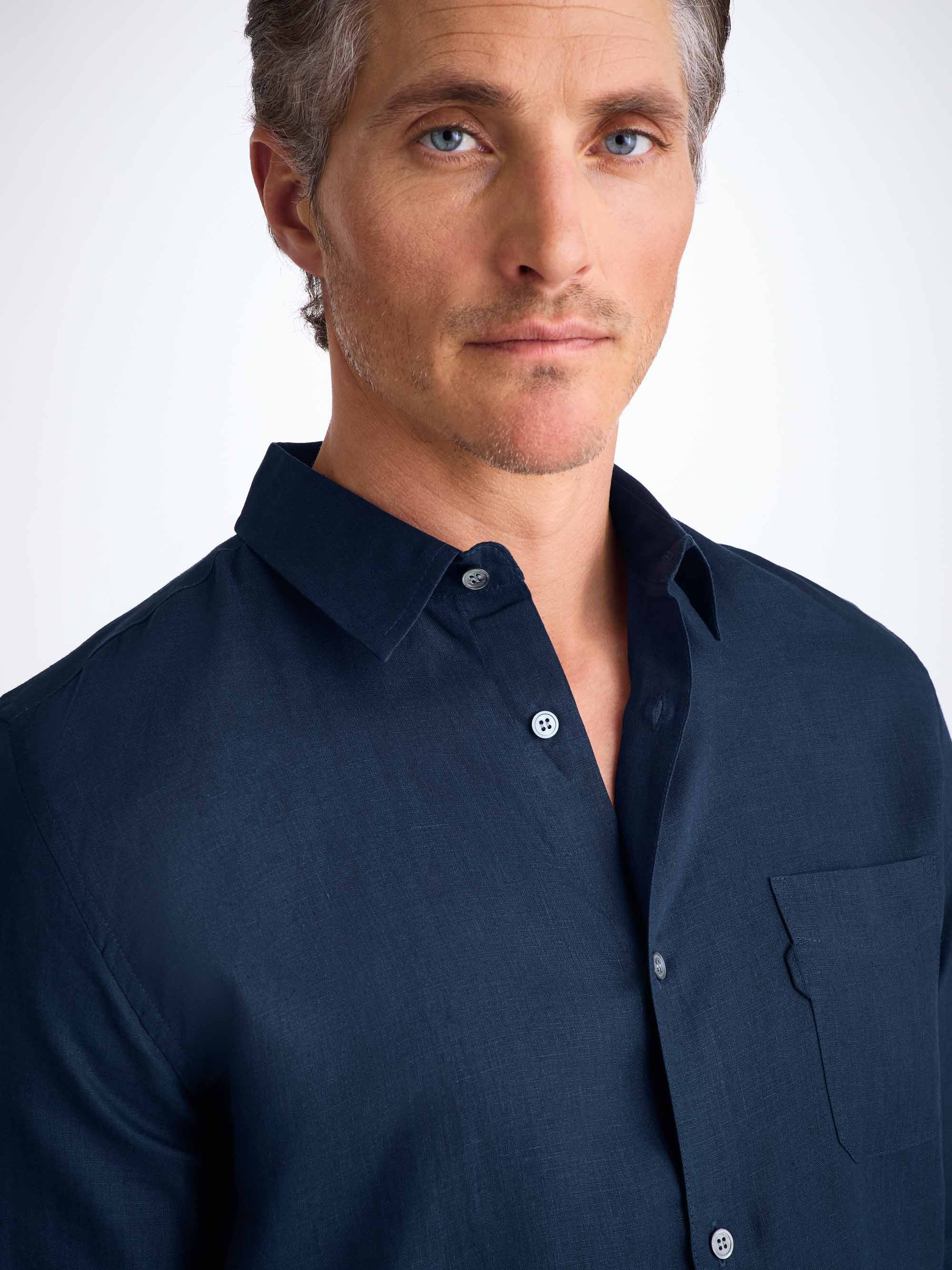 Men's Shirt Monaco 2 Linen Navy - 5