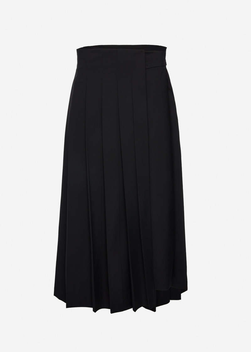 Long pleated wrap skirt in black 1