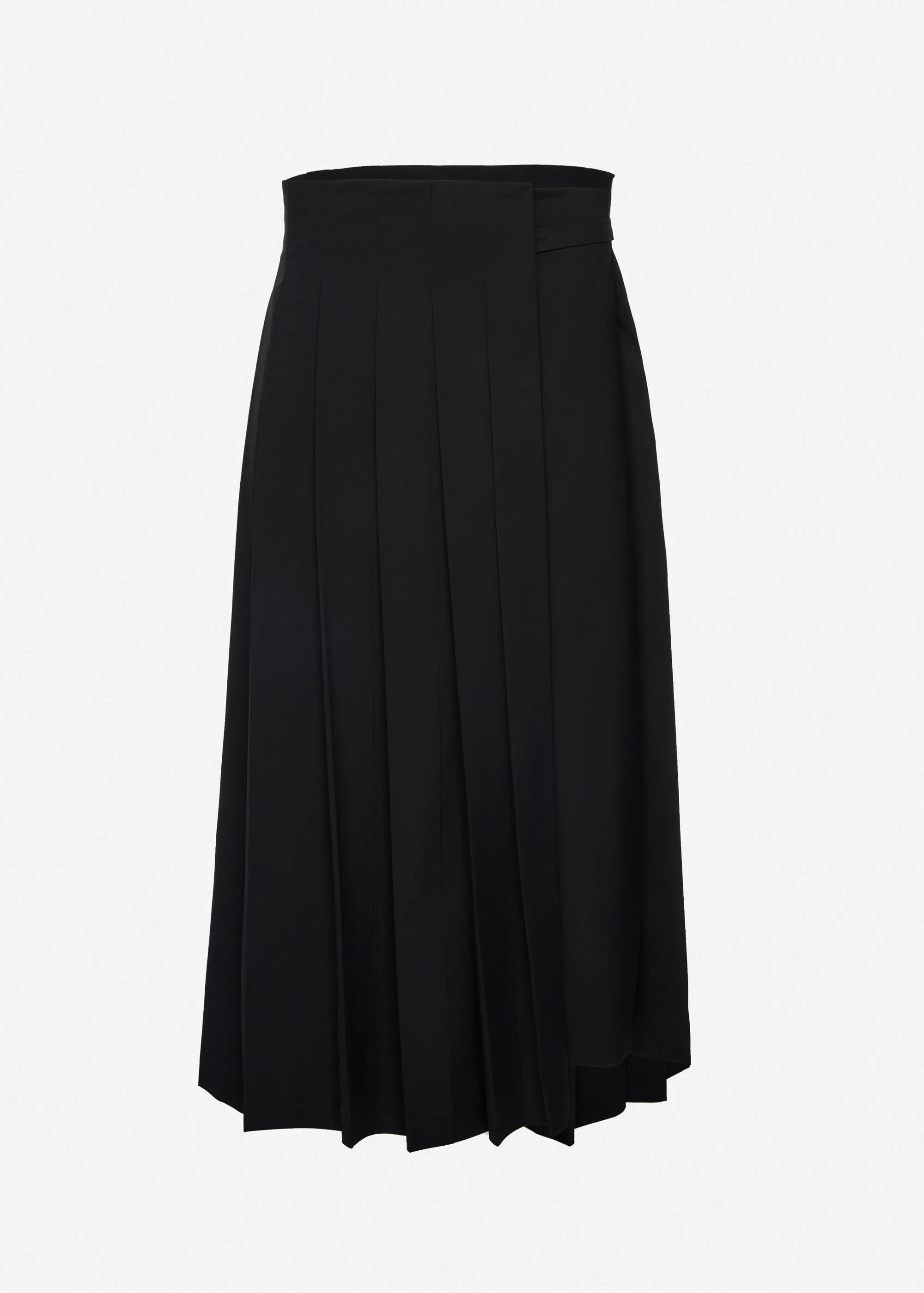 Long pleated wrap skirt in black - 1