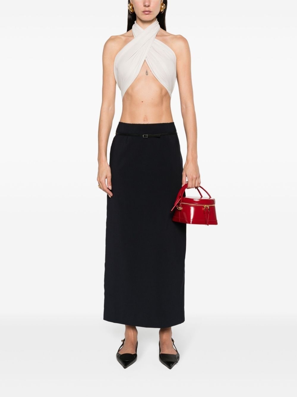 draped silk blouse - 2