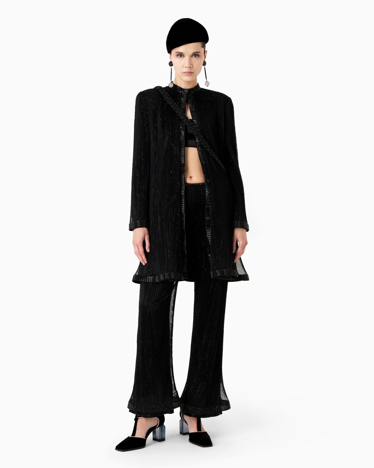 Crystal-embroidered pleated tulle trousers - 4