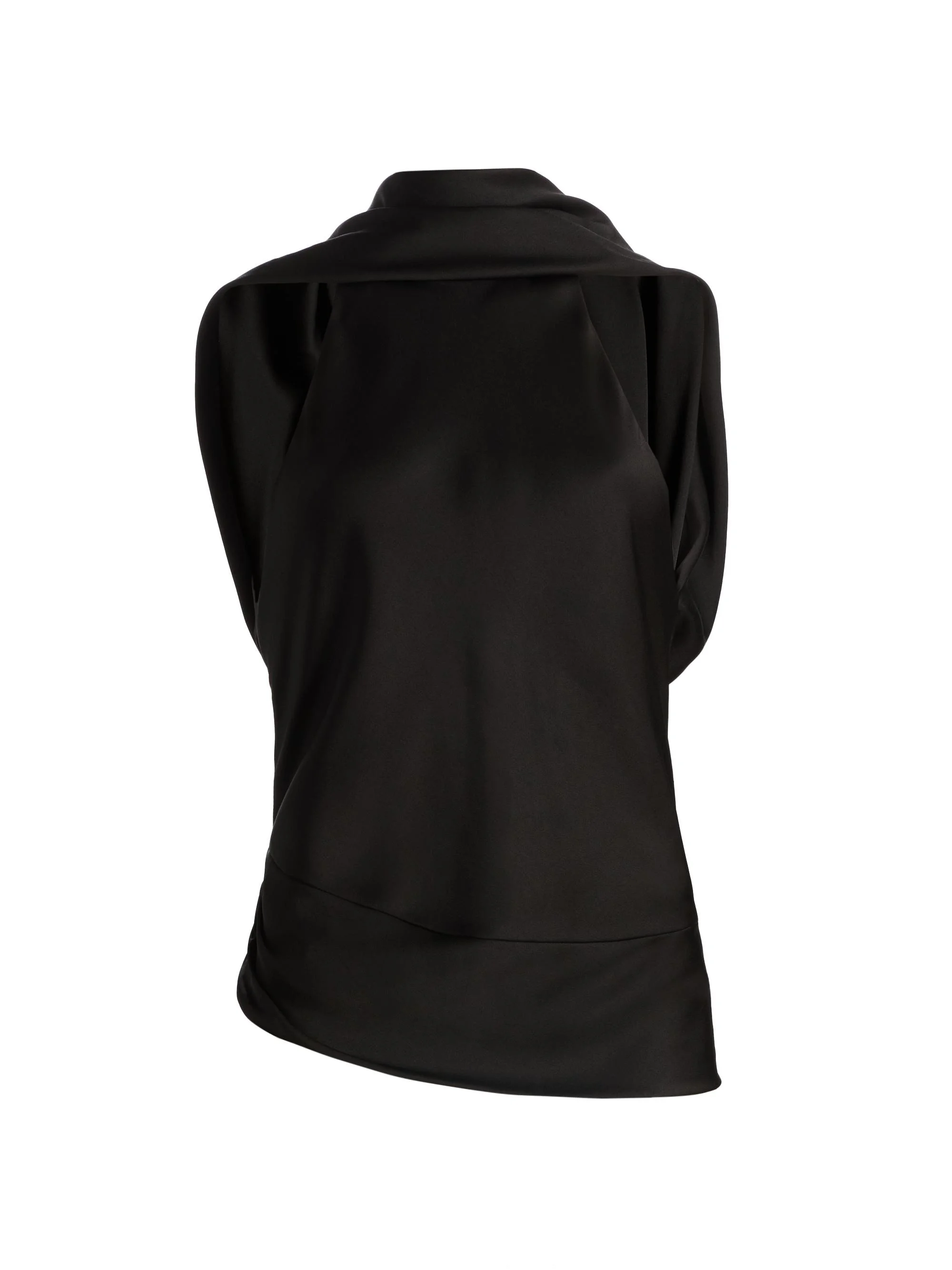 Women's Samira Satin Cape Top - Black - 1