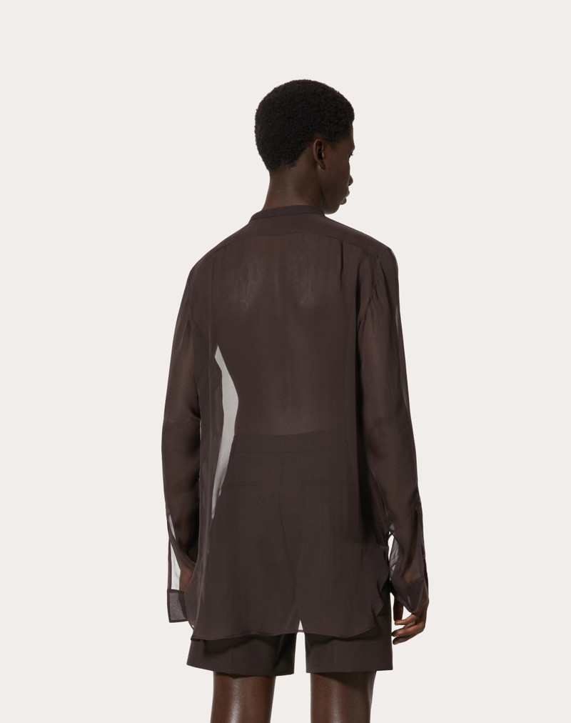 SHIRT IN CHIFFON WITH COTTON PLASTRON AND TIES AT THE WAIST 4