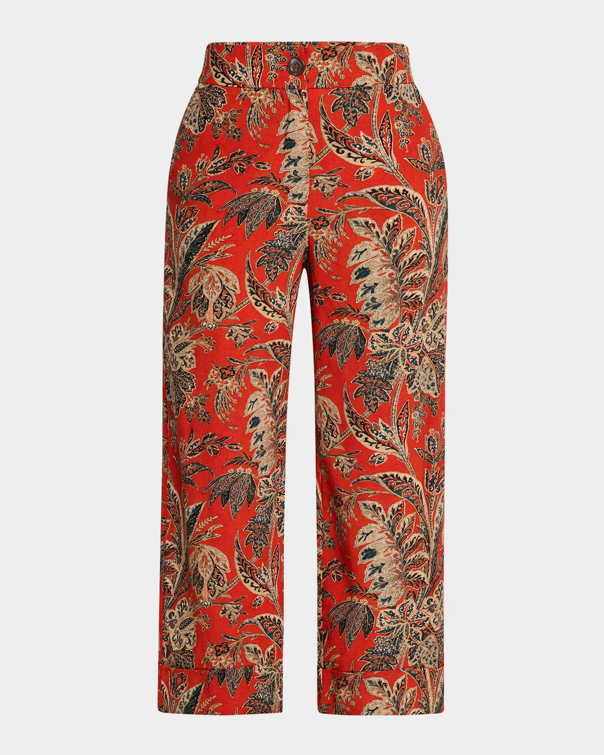 Cropped Floral-Print Pants - 1