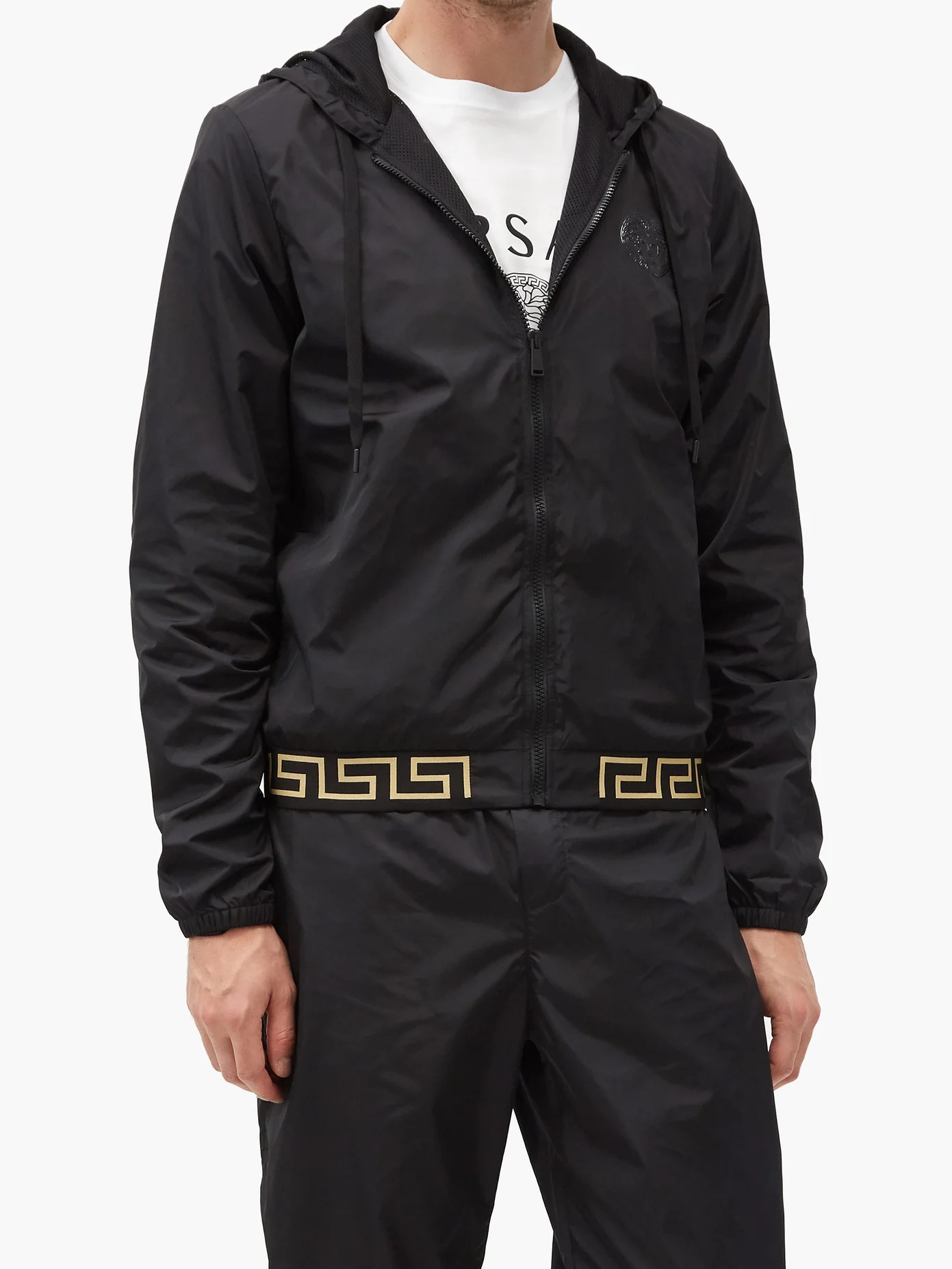 Greco-jacquard hooded zip-up jacket - 2