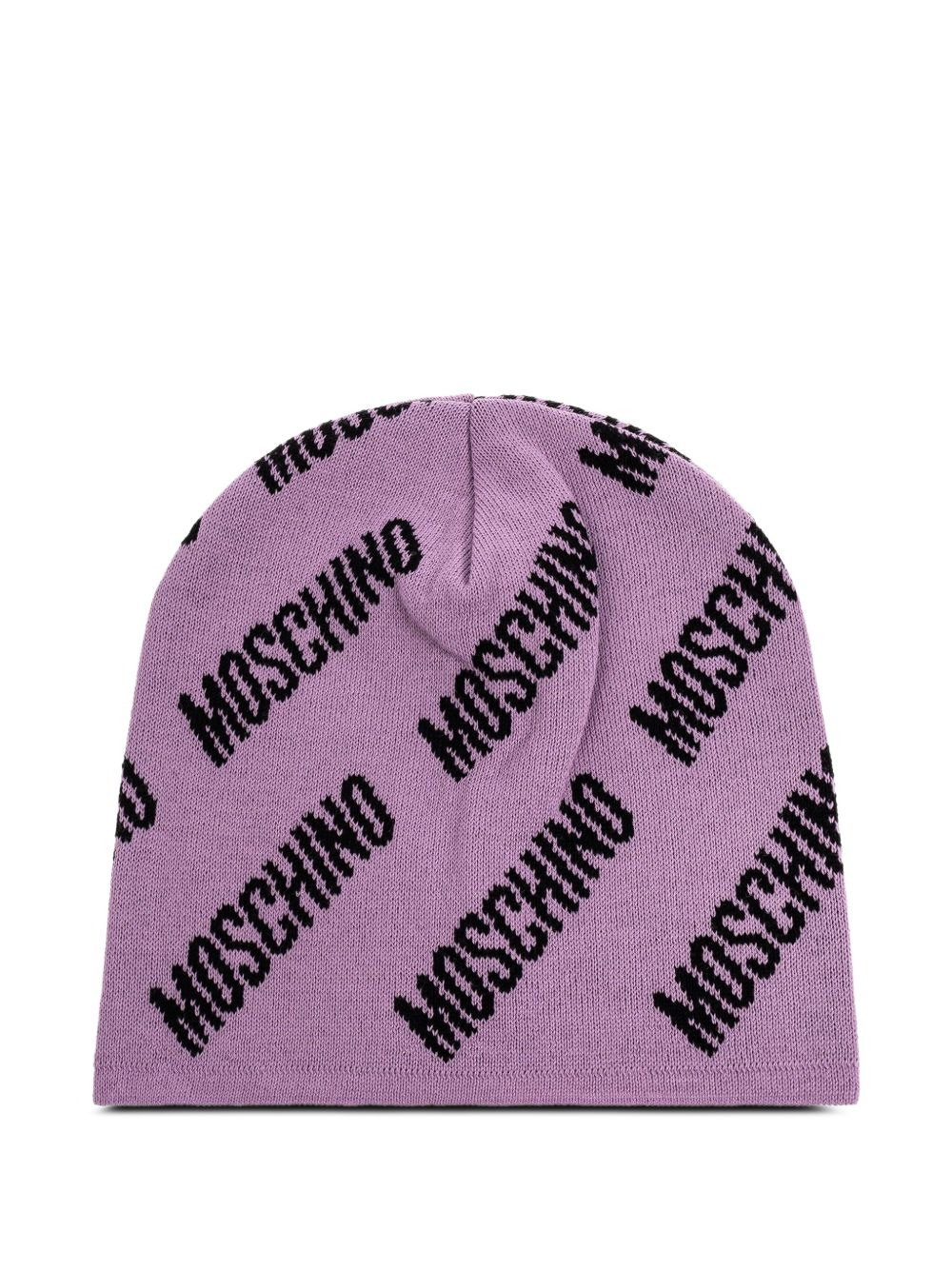 logo-pattern wool beanie - 1