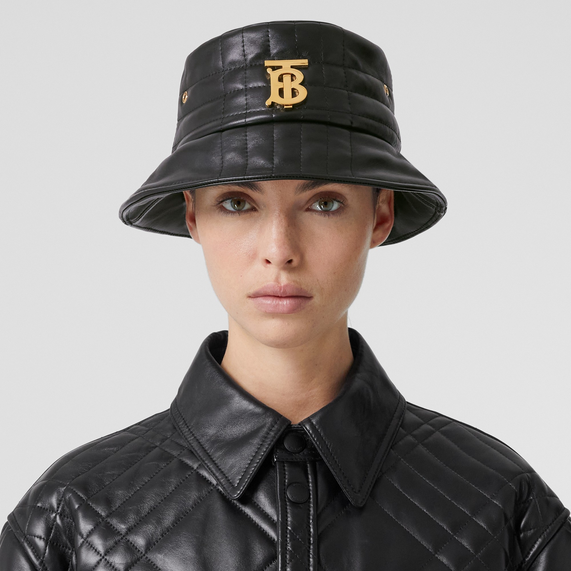 Monogram Motif Quilted Leather Bucket Hat - 2