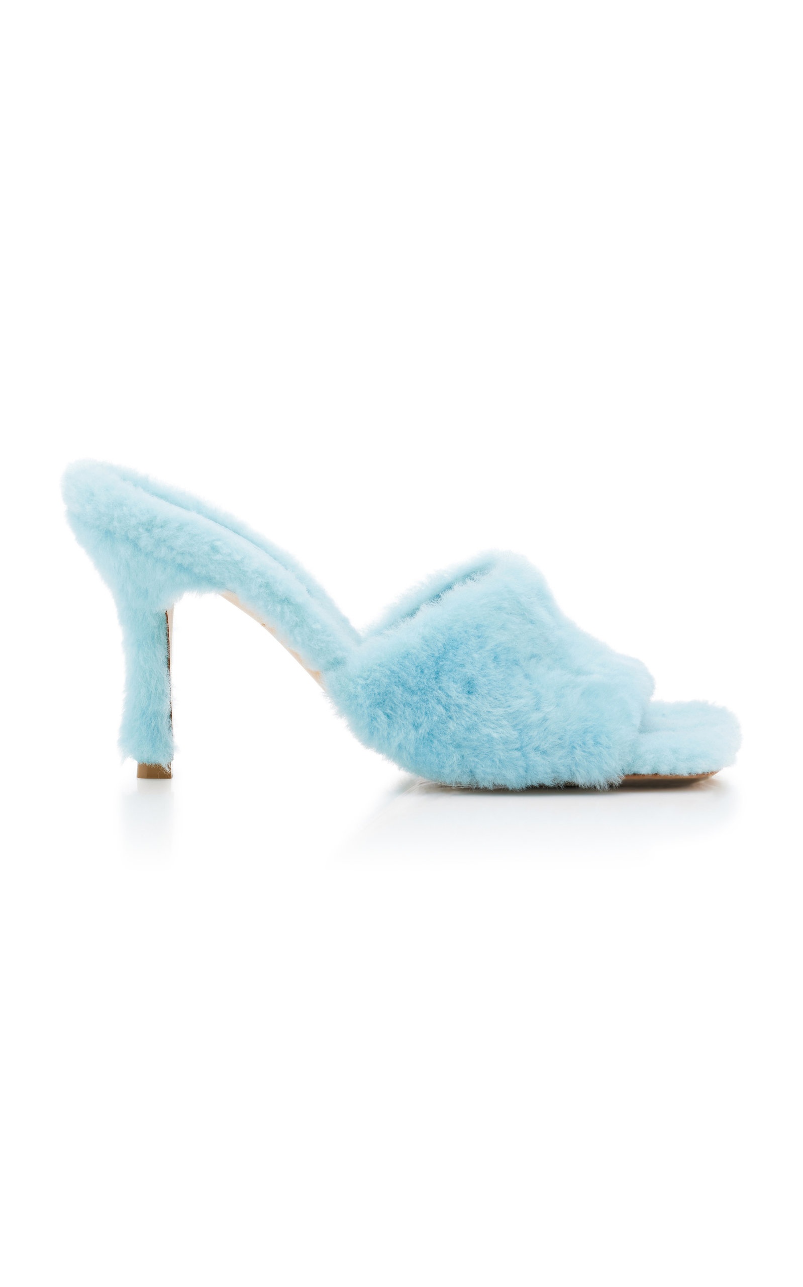 Stretch Fur Mule Sandals blue - 1