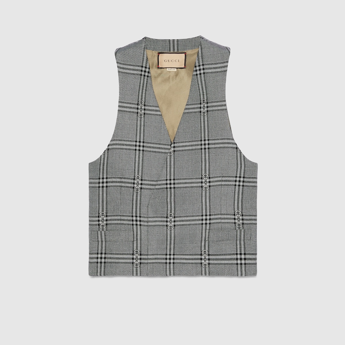 Horsebit check wool gilet - 1