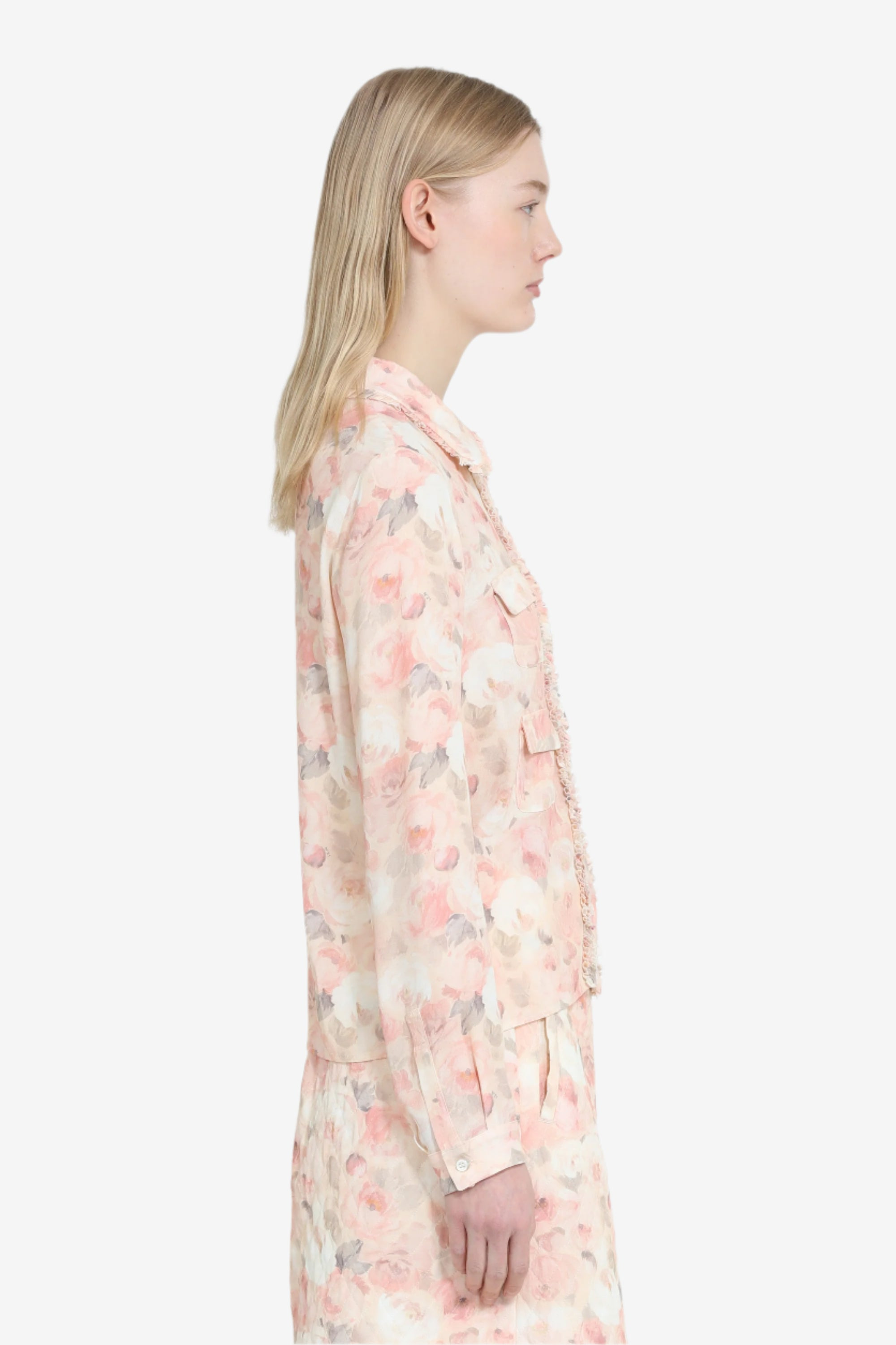 FLORAL PRINT SHIRT WITH MINI RUFFLES AND POCKETS - 3