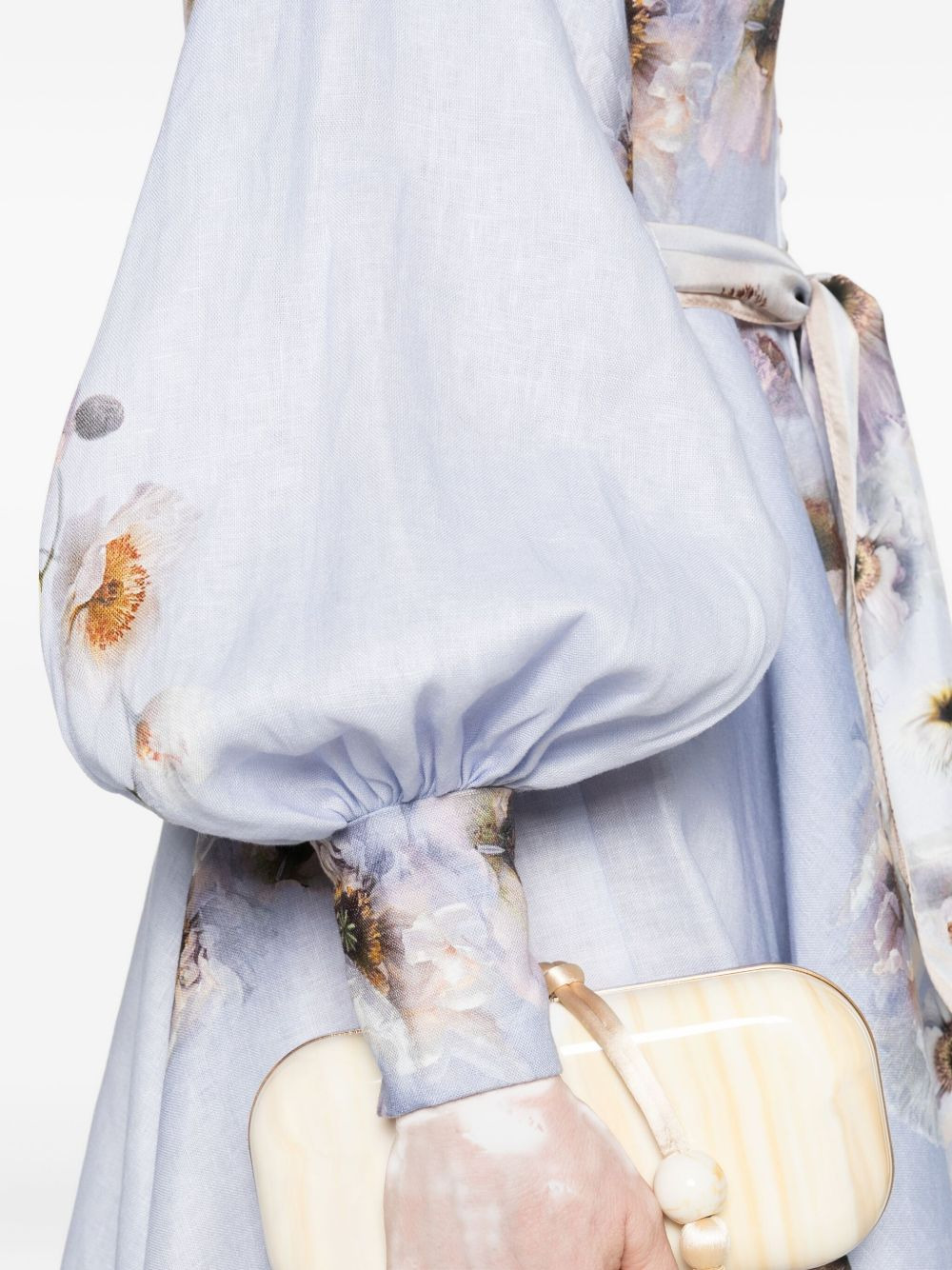 floral-print linen mini dress - 5