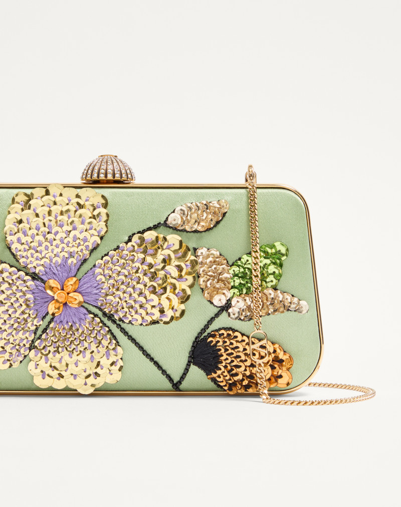 VALENTINO GARAVANI CARRY SECRETS SATIN MINAUDIERE WITH FLORAL EMBROIDERY 8