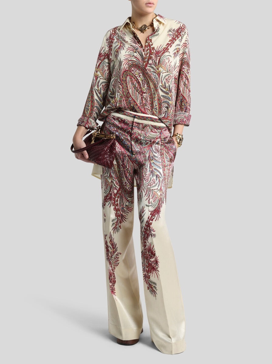 PRINTED SATIN PALAZZO TROUSERS - 4