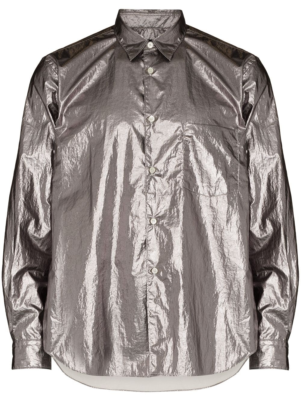 metallic-effect long-sleeve shirt - 1