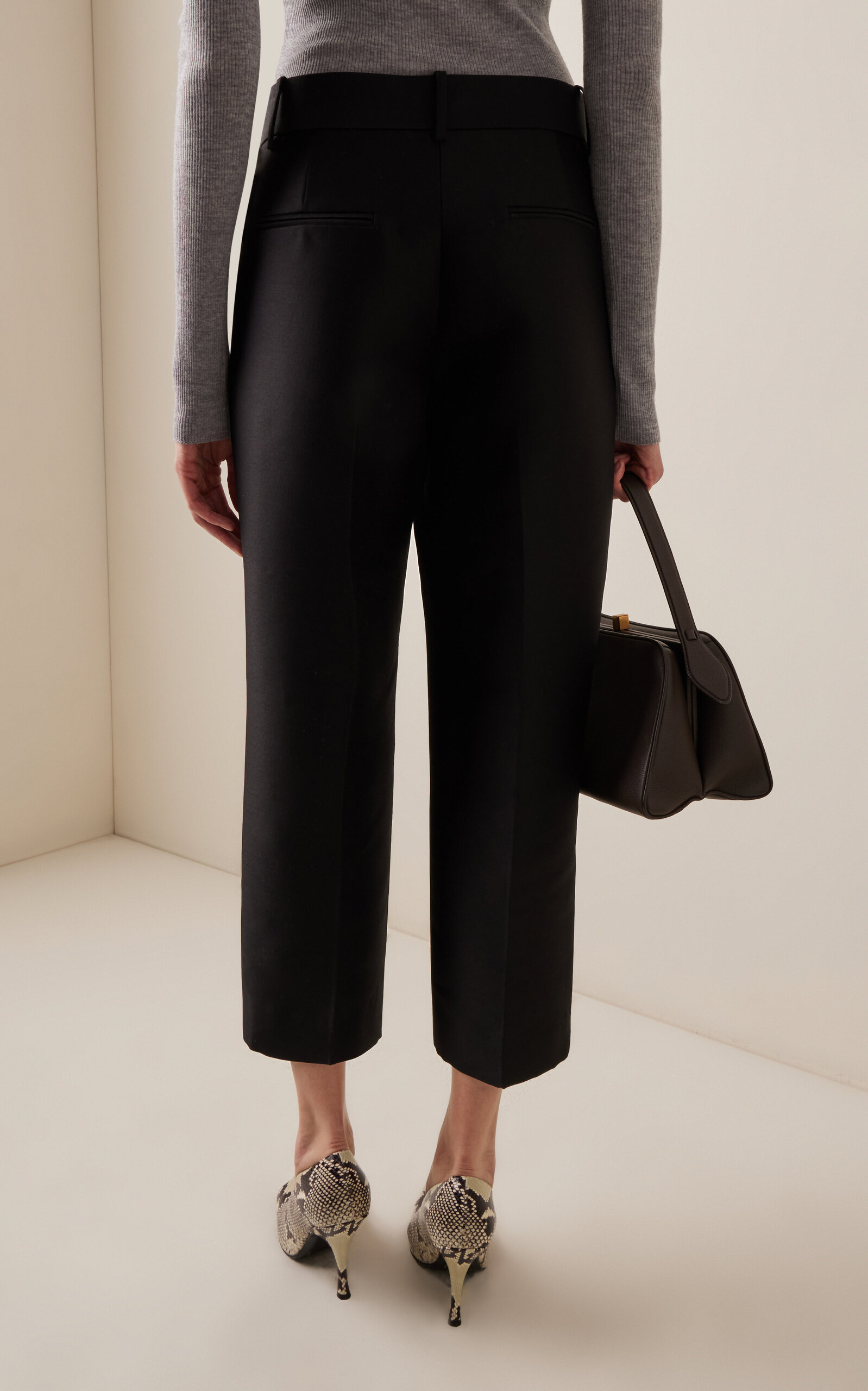 Cam Wool-Silk Straight-Leg Pants black - 4