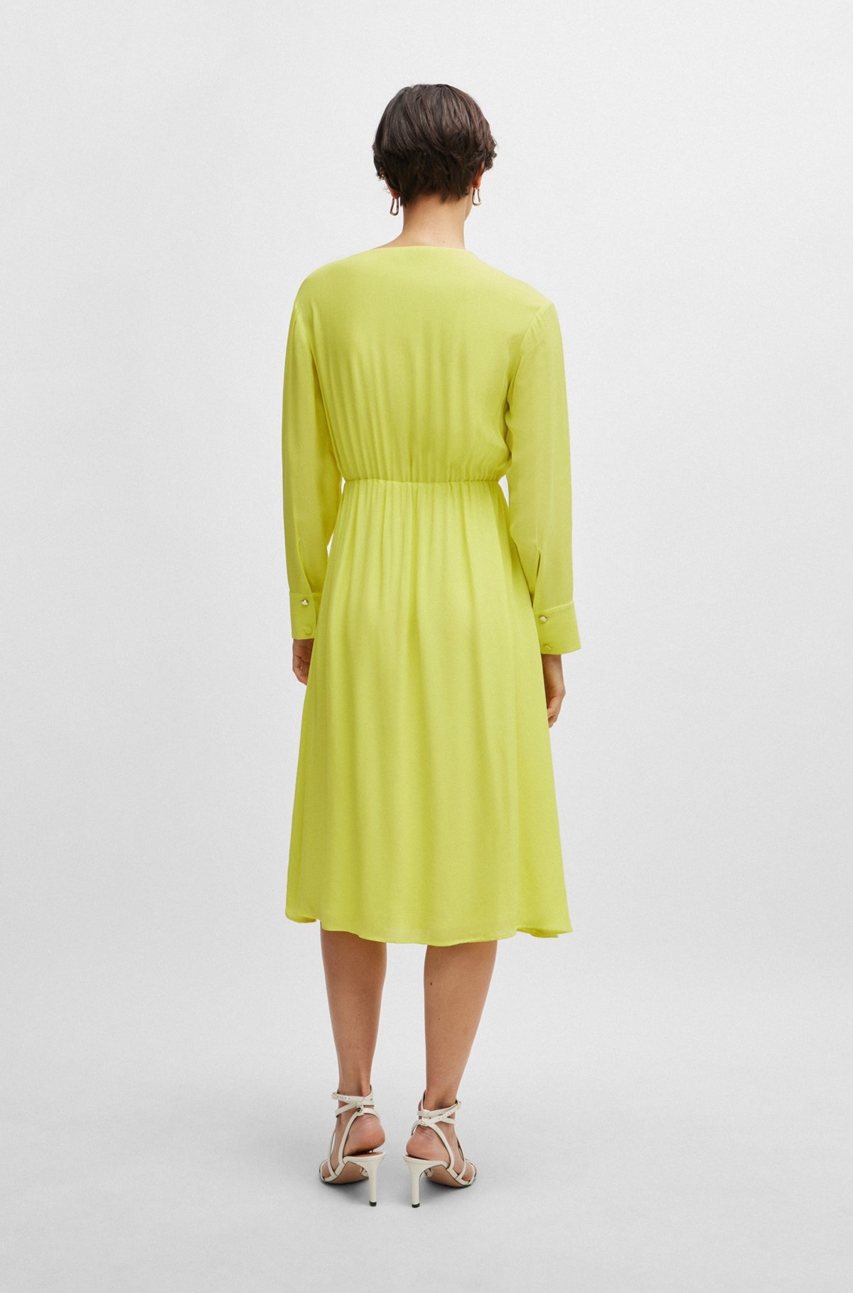 REGULAR-FIT DRESS WITH WRAP FRONT AND BUTTON CUFFS - 4