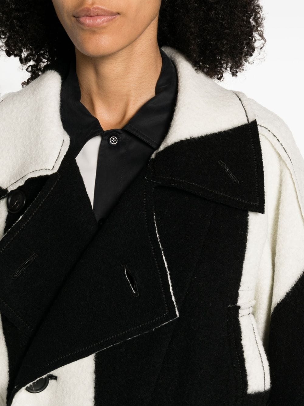 Rectilinear Milled checked double-breasted coat - 5