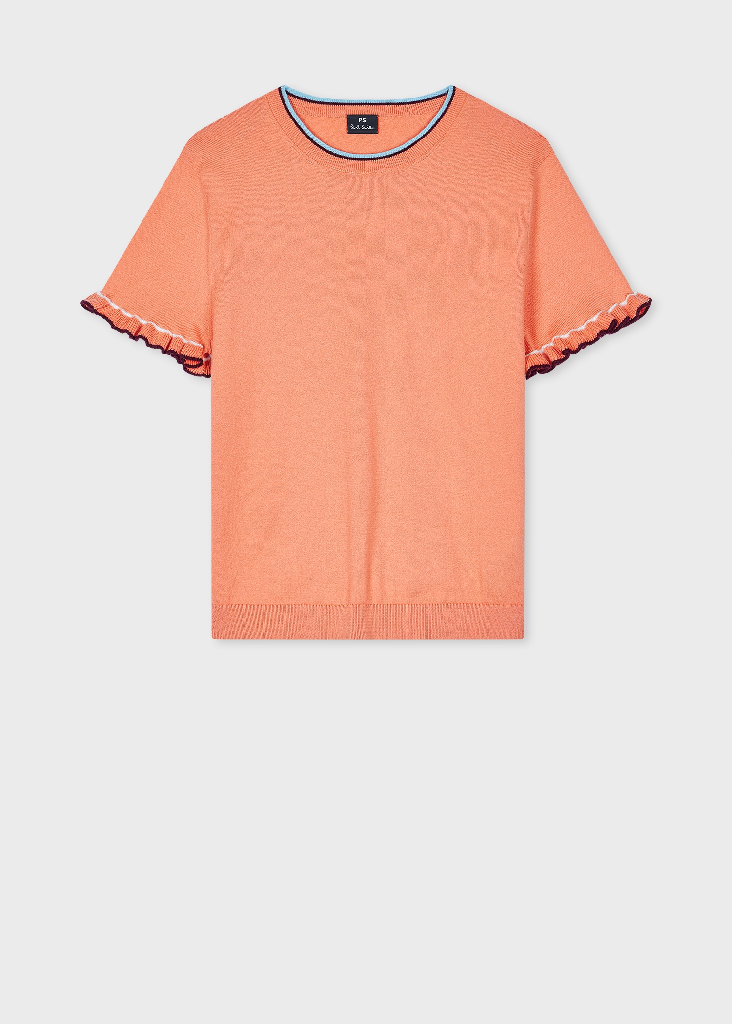 Women's Apricot Knitted Top with Frill Sleeves - 1