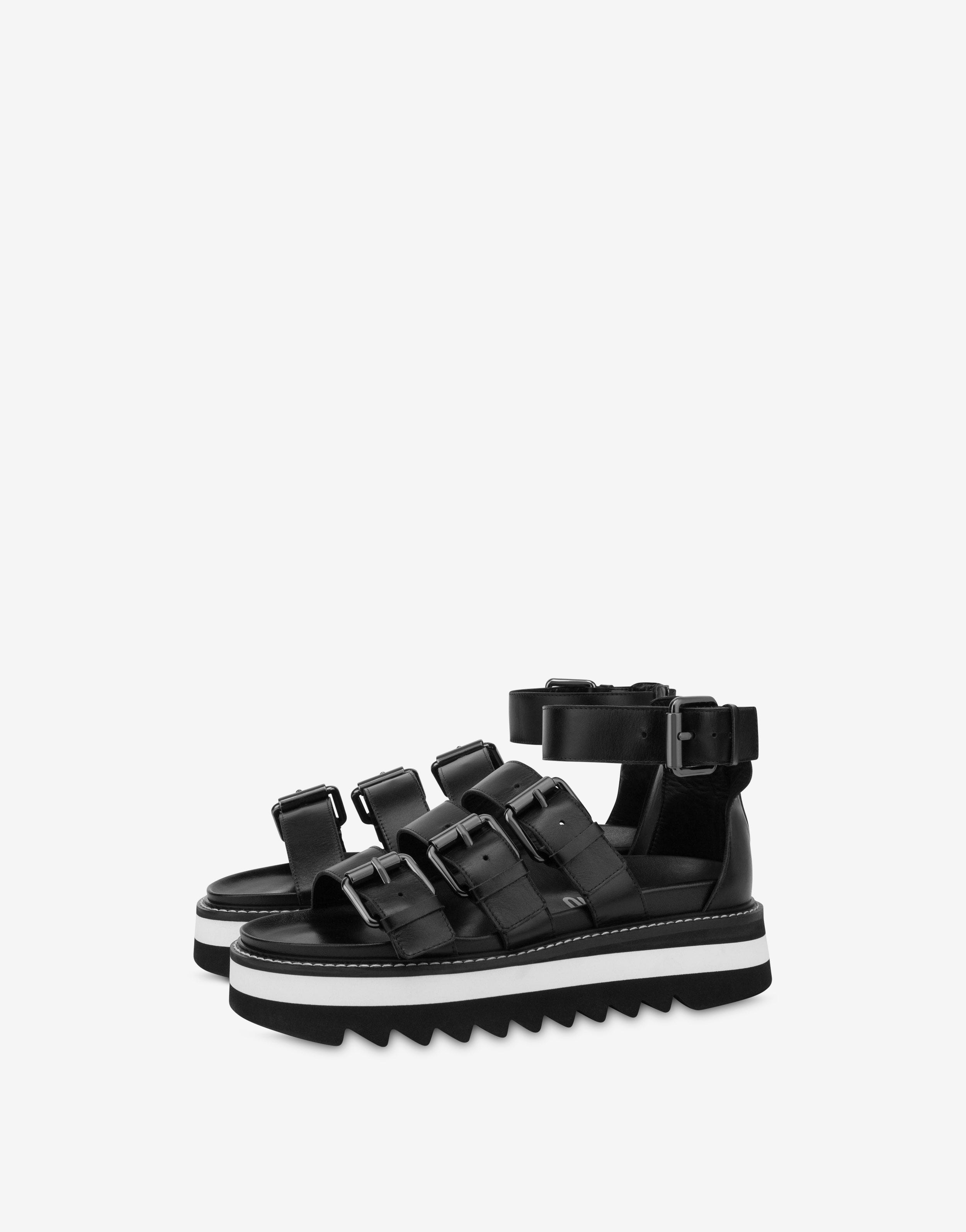 MULTI-STRAP CALFSKIN SANDALS - 1