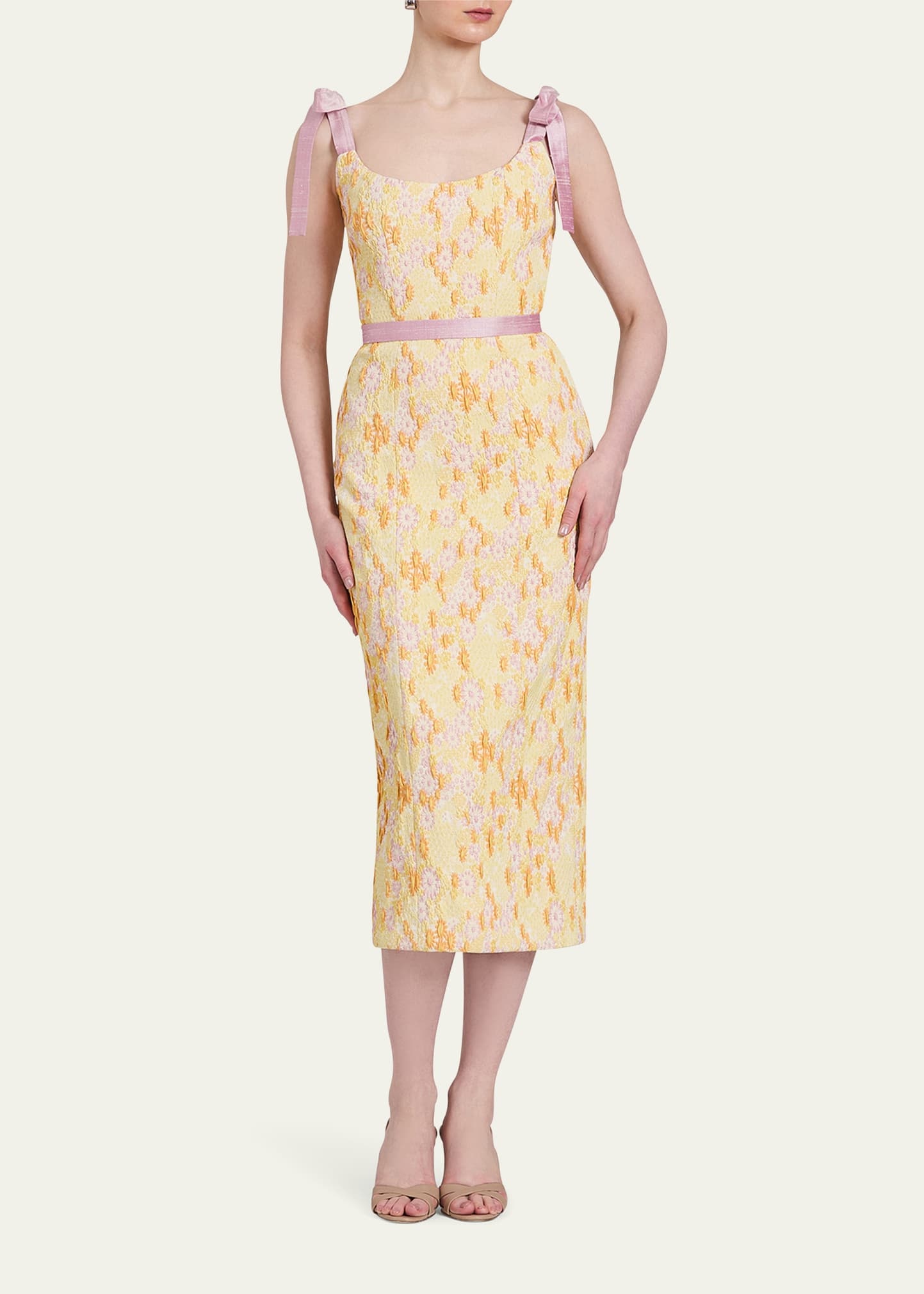 Acacia Belted Daisy Brocade Corset Dress - 2