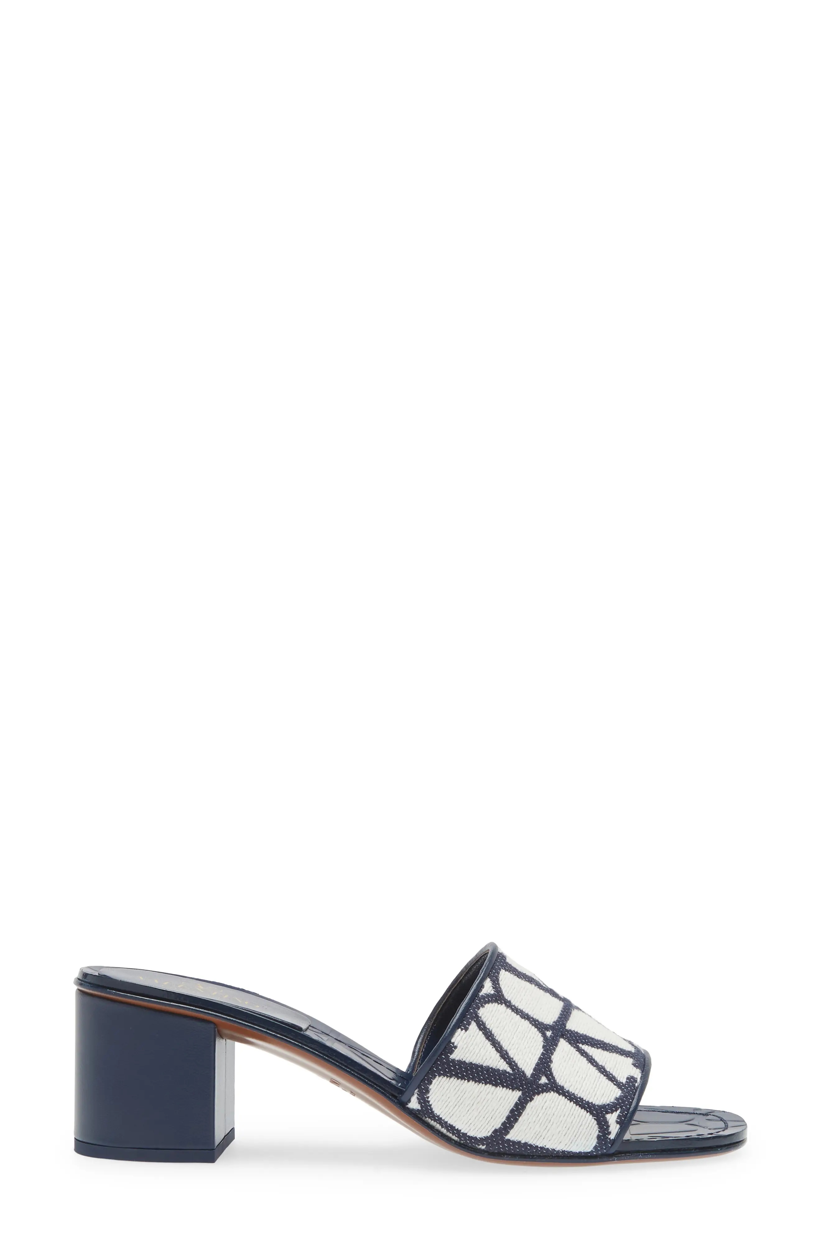 VLOGO Toile Slide Sandal in White/Blue - 3