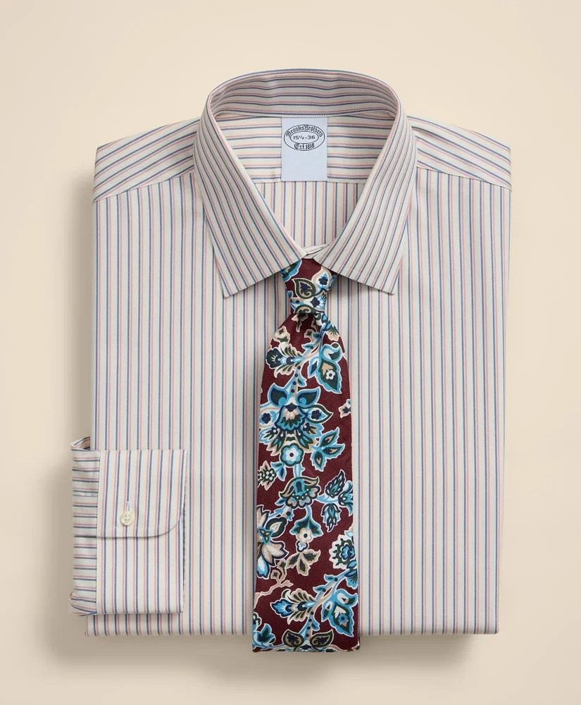 Supima® Cotton Non-Iron Pinpoint Oxford Ainsley Collar, Stripe Dress Shirt - 1