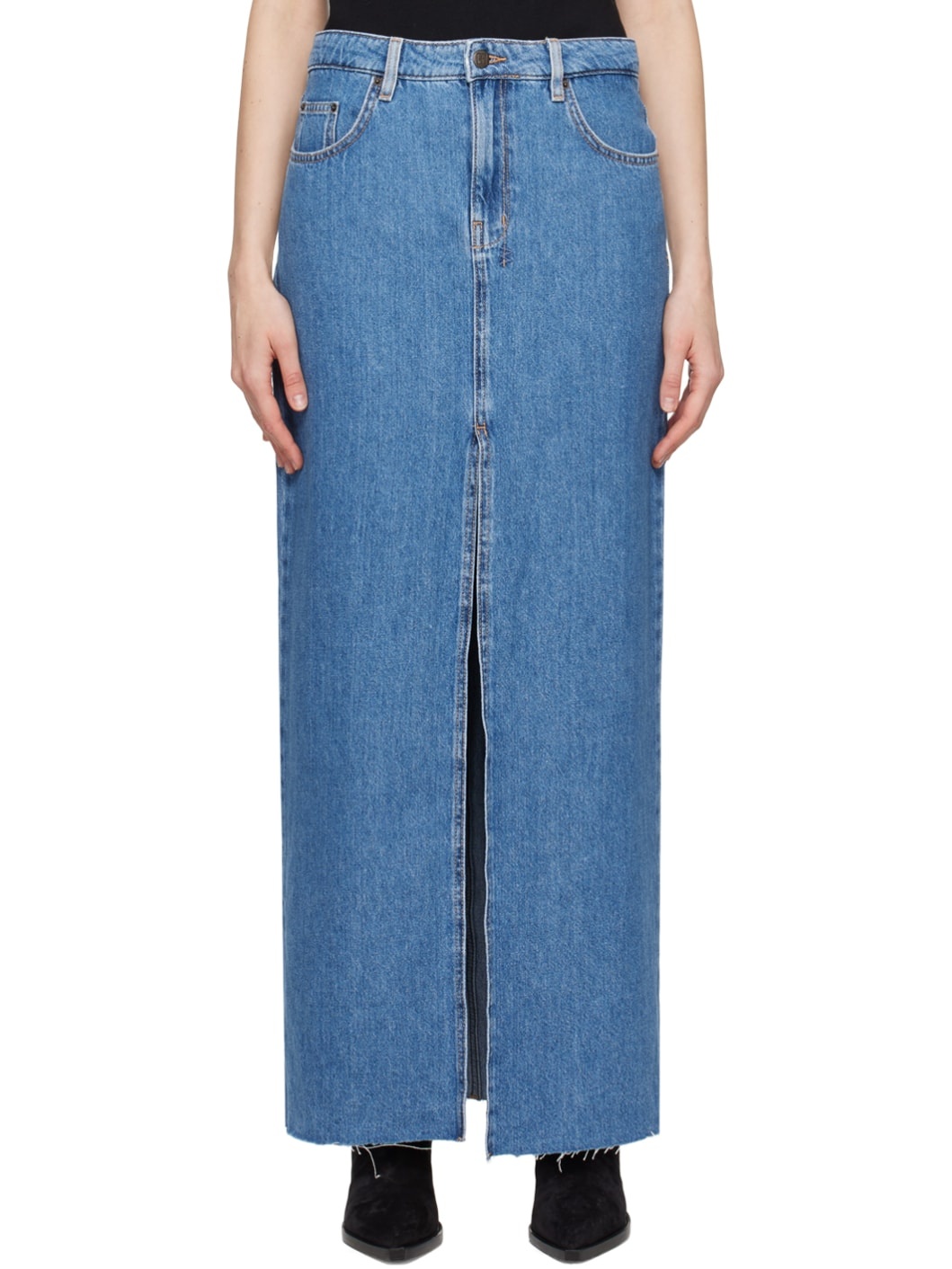 Blue Kara Denim Maxi Skirt - 1