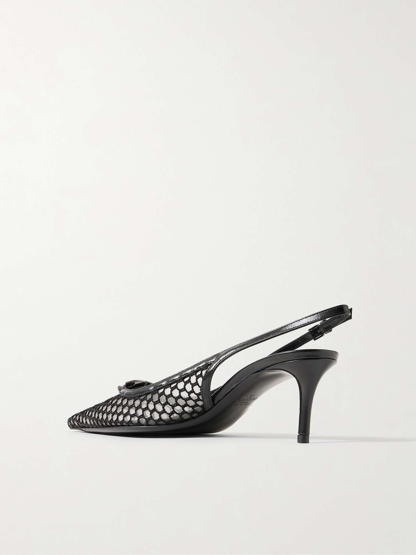 VLOGO Moon 60 embellished leather-trimmed fishnet and mesh slingback pumps - 3