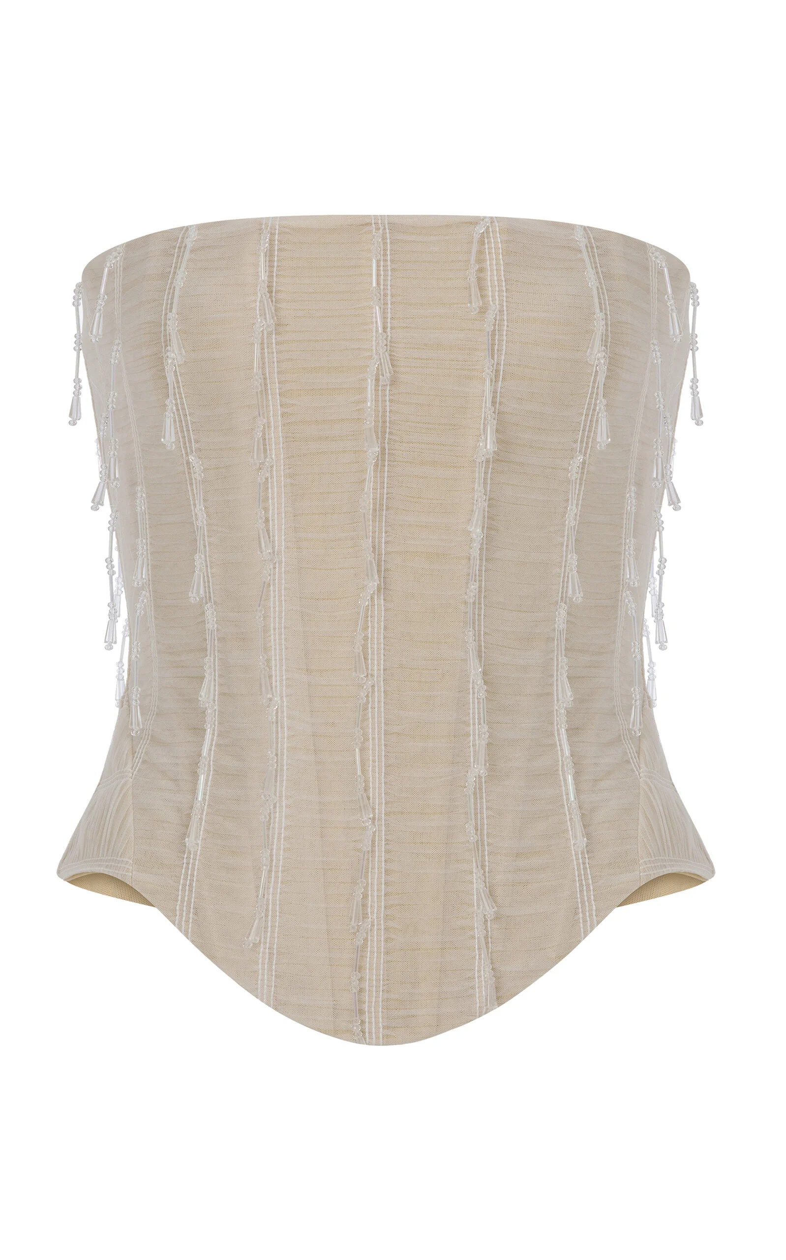 Aline Hand-Beaded Corset With Satin Tulle Overlay white - 1
