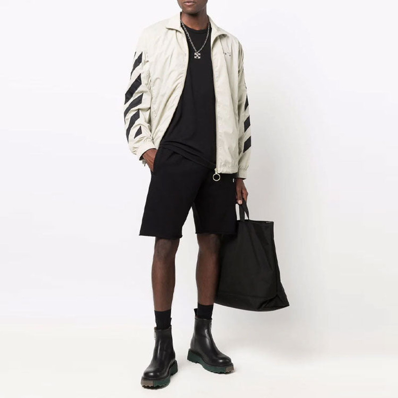 Off-White Men's Off-White SS21 Diagonal Stripes Pattern Printing Jacket Beige OMBD022F21FAB0011710 outlook