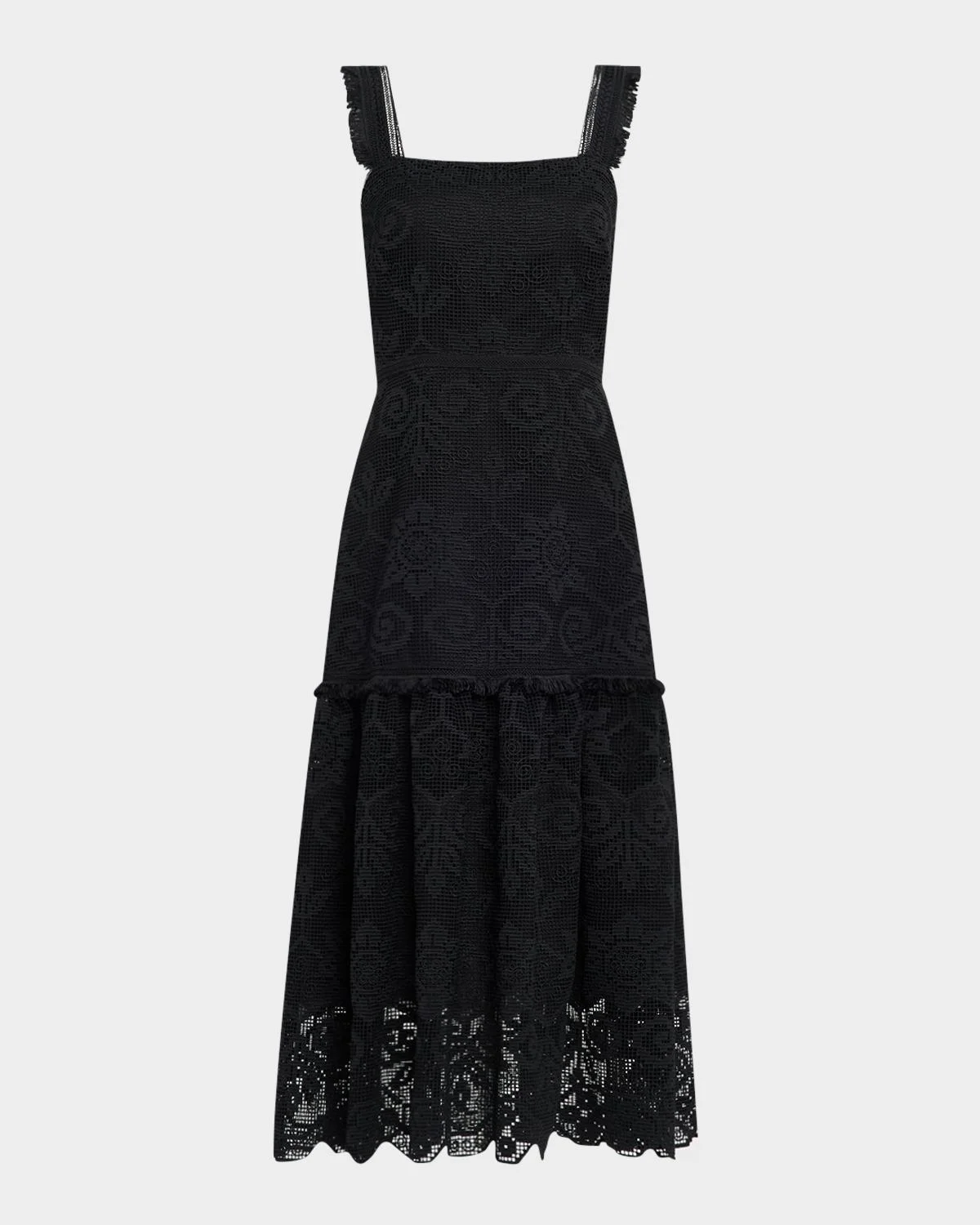 Mona Square-Neck Lace Midi Dress - 1