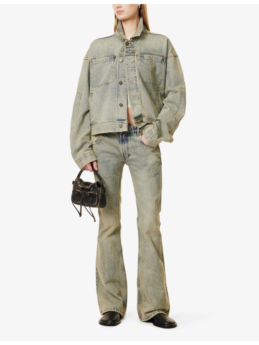 Gem Patch-and-Welt-Pockets Relaxed-Fit Denim Jacket - 2