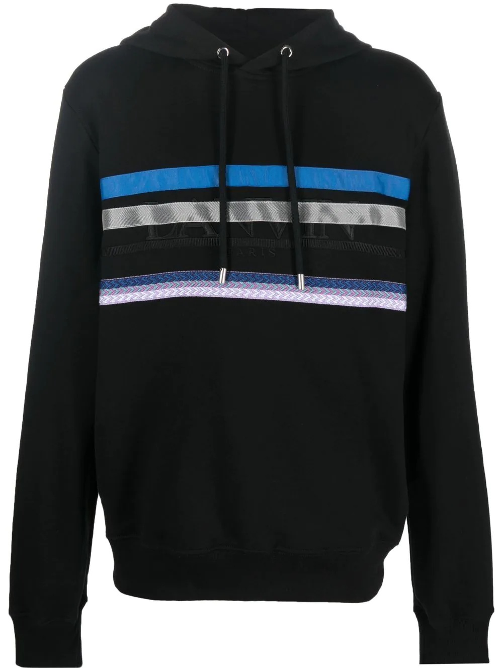 logo-embroidered striped hoodie - 1