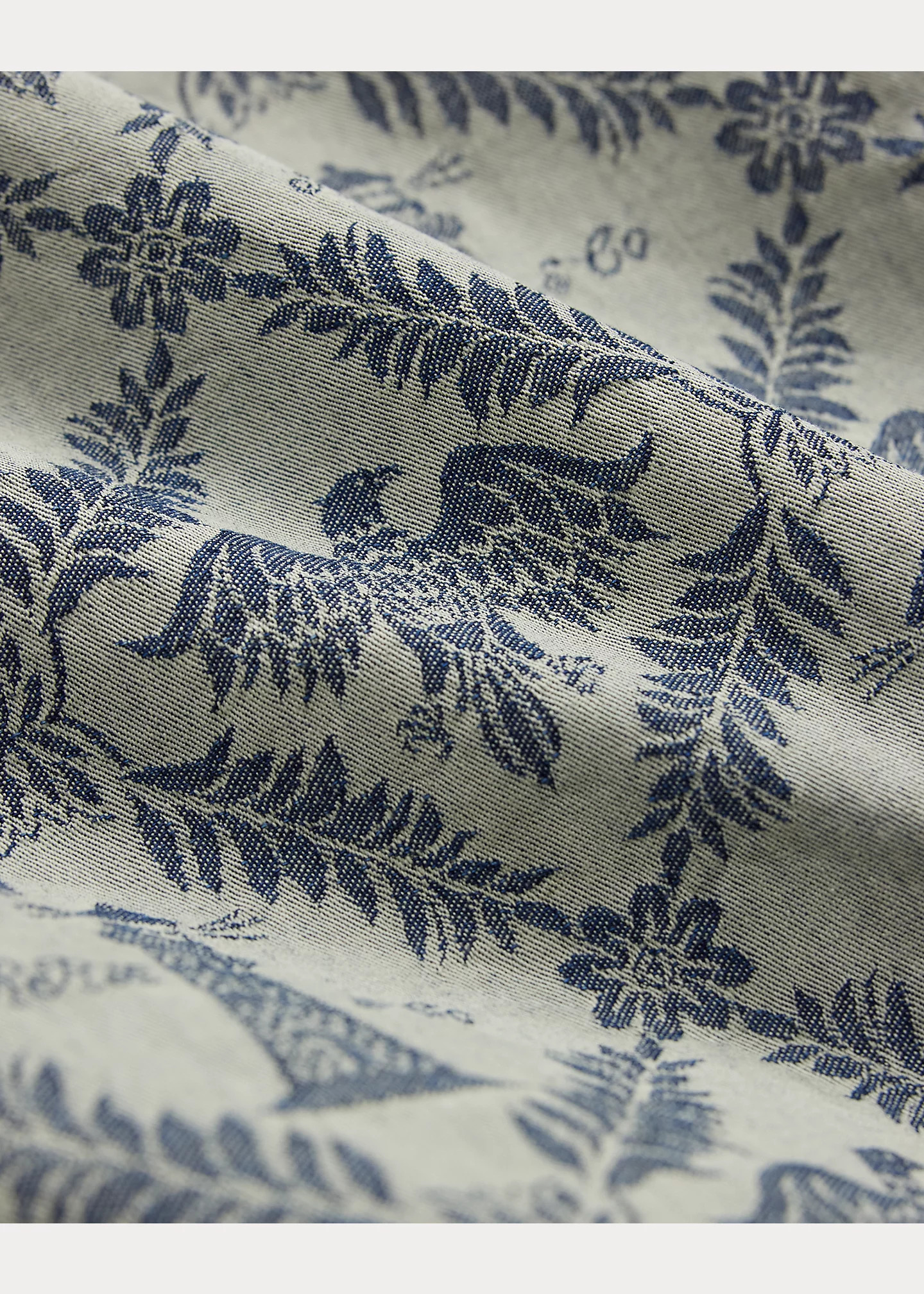Indigo Jacquard Denim Camp Shirt - 5