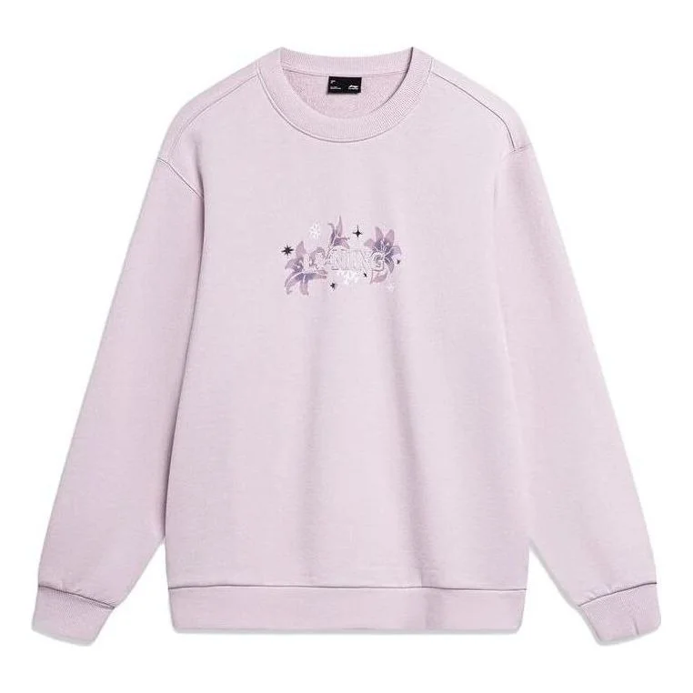 (WMNS) Li-Ning Floral Logo Sweatshirt 'Mauve' AWDT818-4 - 1