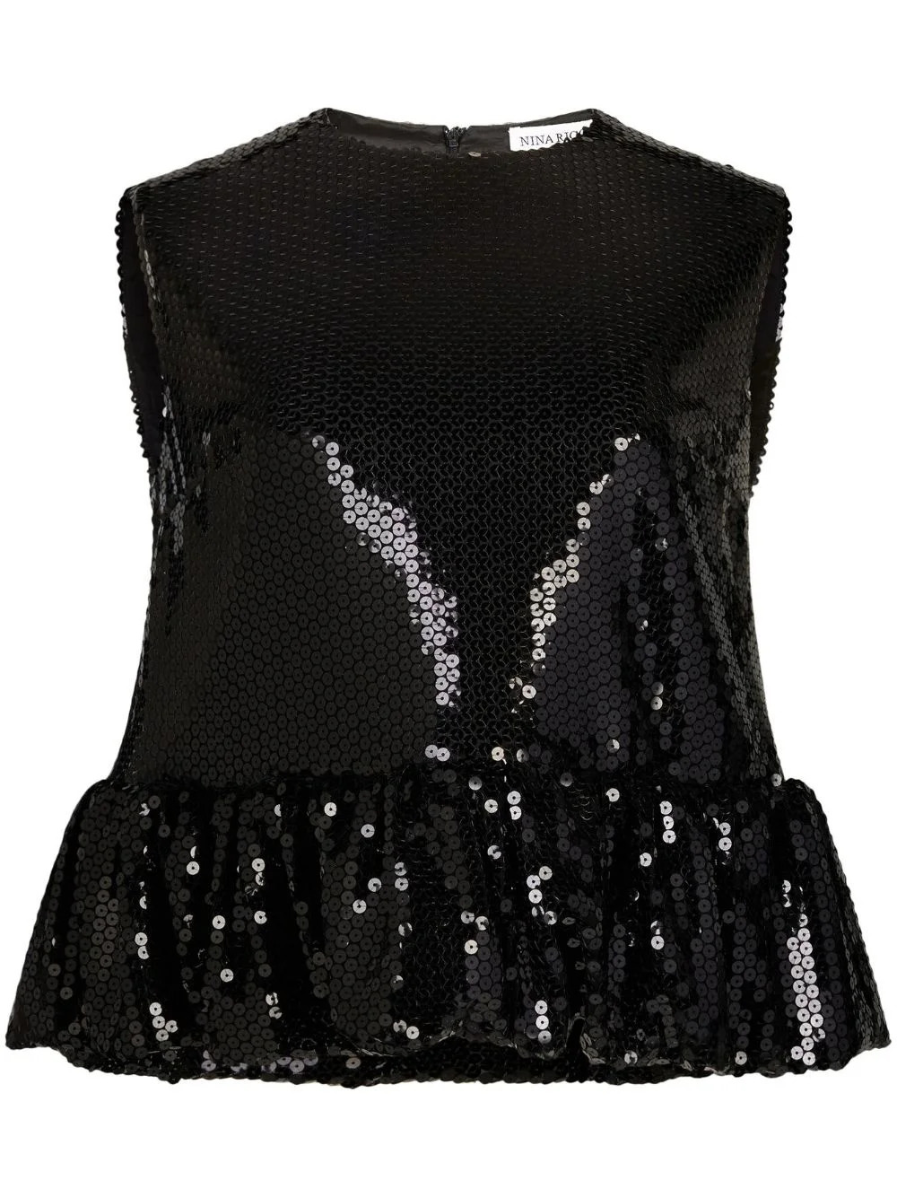 sequin-embellished sleeveless peplum top - 1