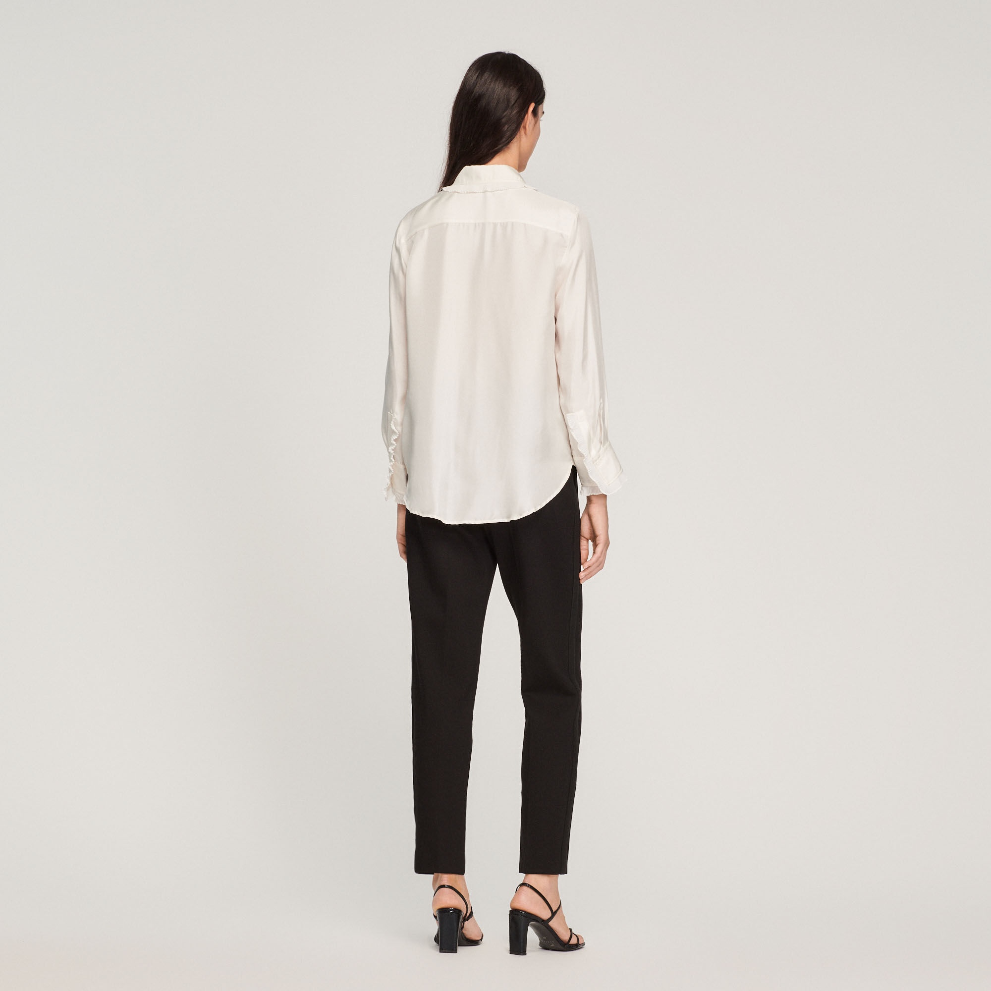 SILK SHIRT WITH PLEATED TRIM - 6